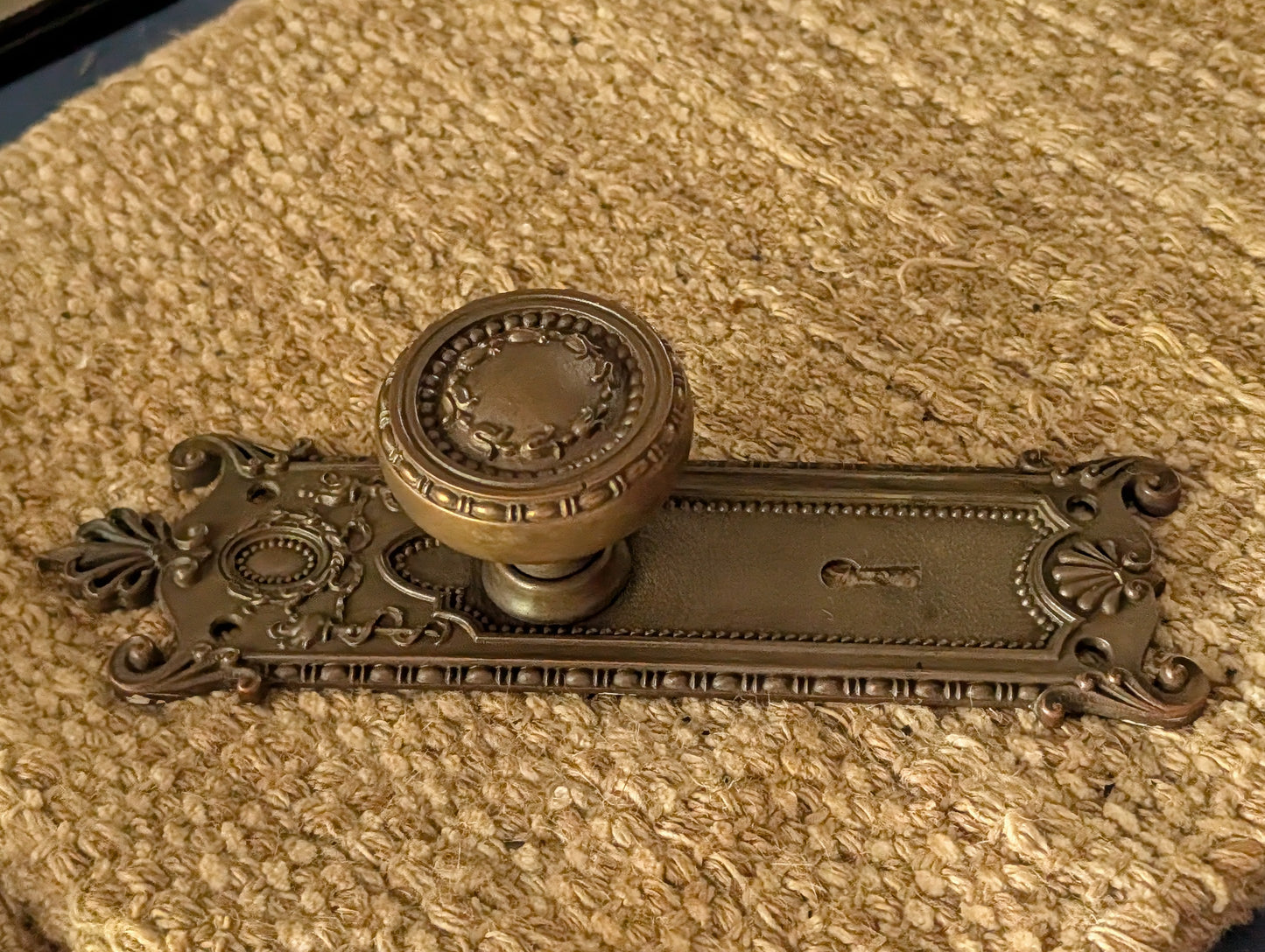 Antique Corbin "Providence" Cast Brass Door Knob & Plate Circa 1895