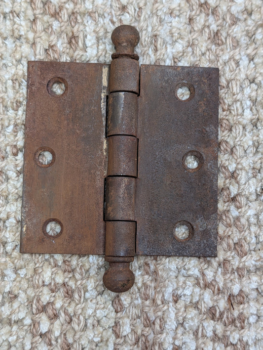 Antique 3 1/2" x 3 1/2" Ball Tip Door Hinge Original Steel Hardware Sold Individually