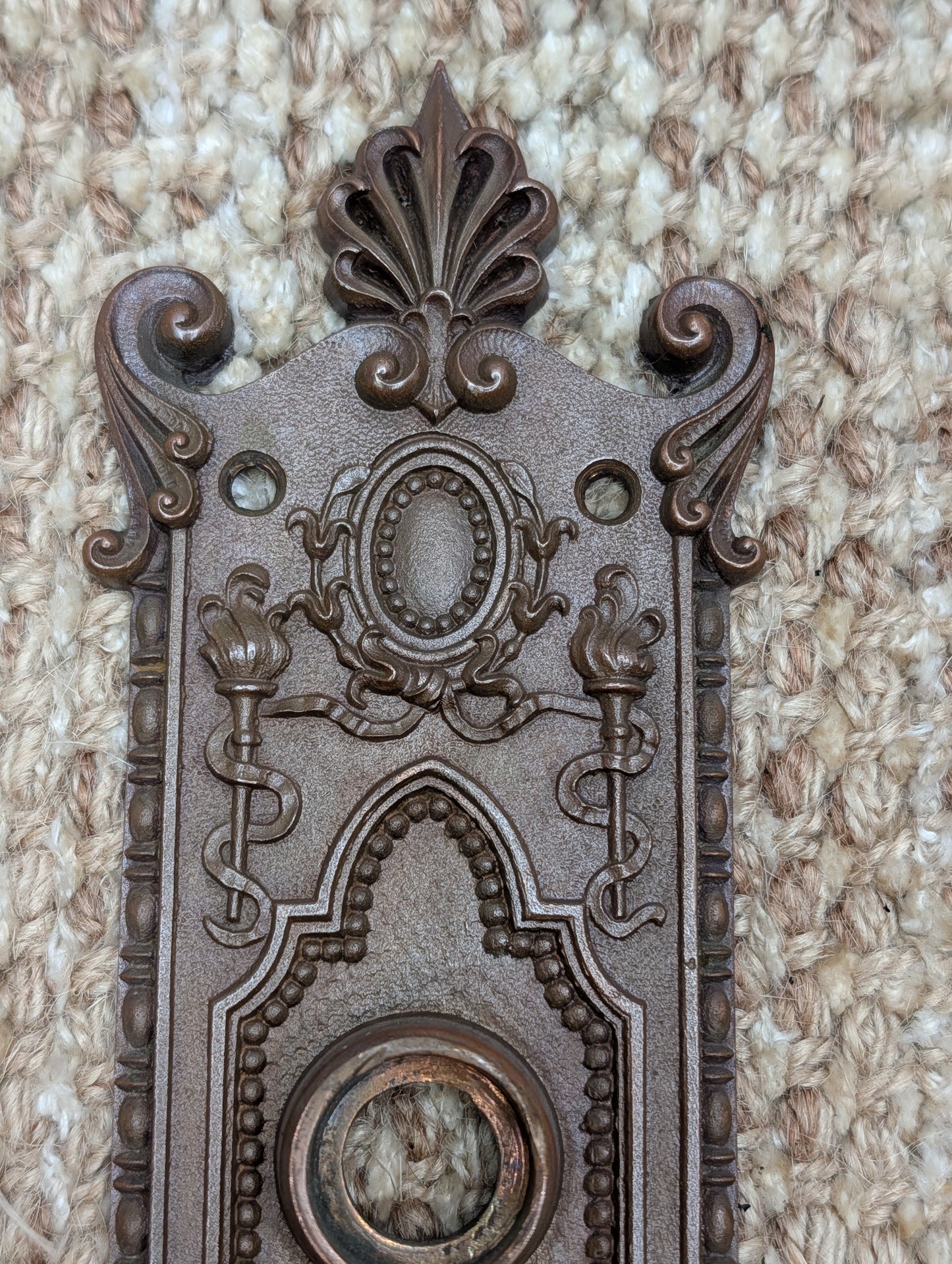 Antique Corbin "Providence" Cast Brass Door Knob Plate Circa 1895