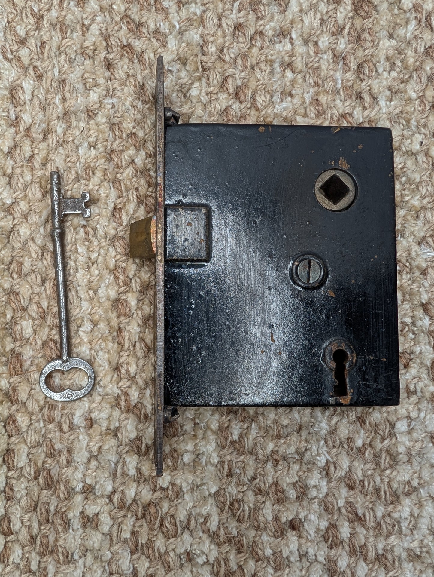 Antique Corbin Ceylon Mortise Lock, Key and Strike Plate