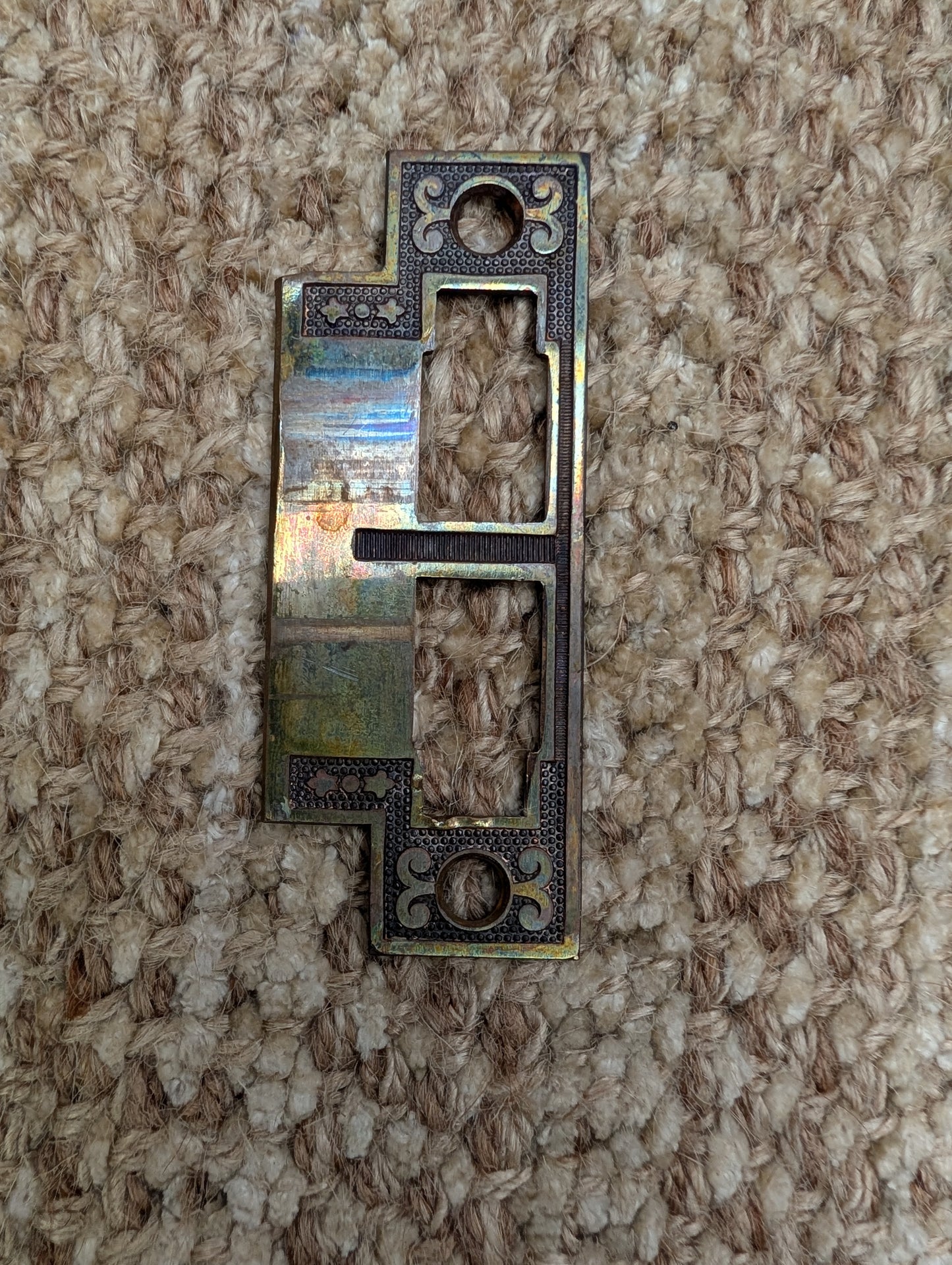 Antique Corbin Ceylon Mortise Lock, Key and Strike Plate