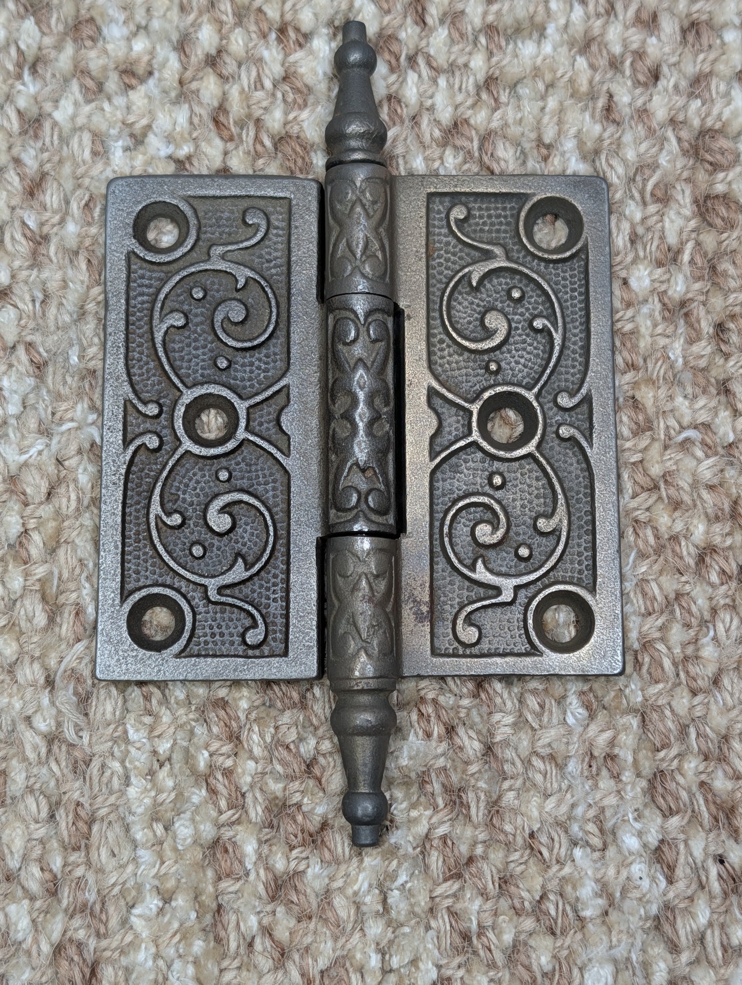 Antique 3 1/2" x 3 1/2" Steeple Tip Door Hinge Original Cast Iron Hardware Sold Individually
