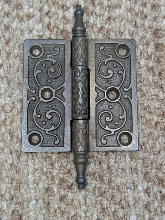 Antique 3 1/2" x 3 1/2" Steeple Tip Door Hinge Original Cast Iron Hardware Sold Individually