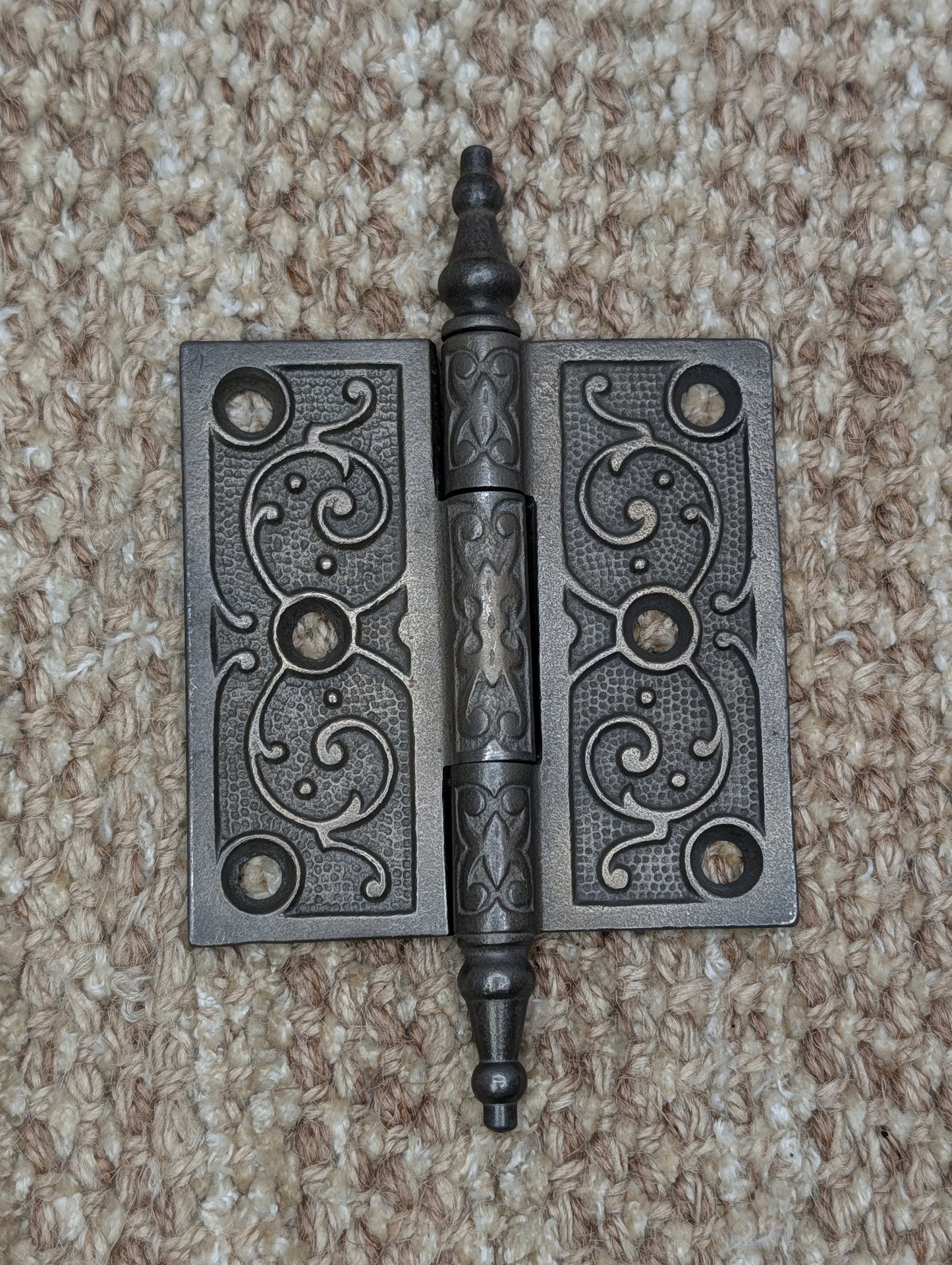 Antique 3 1/2" x 3 1/2" Steeple Tip Door Hinge Original Cast Iron Hardware Sold Individually