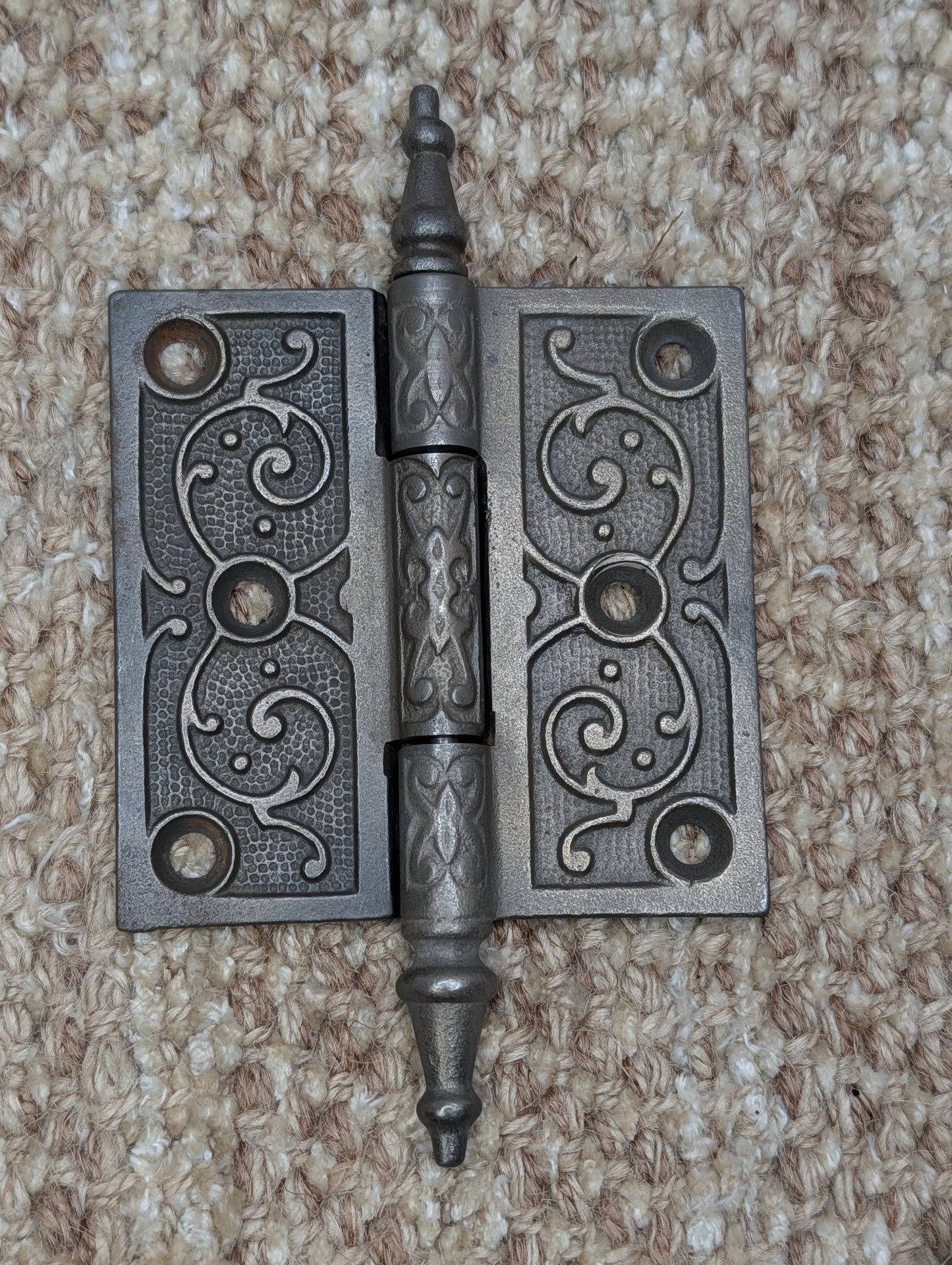 Antique 3 1/2" x 3 1/2" Steeple Tip Door Hinge Original Cast Iron Hardware Sold Individually