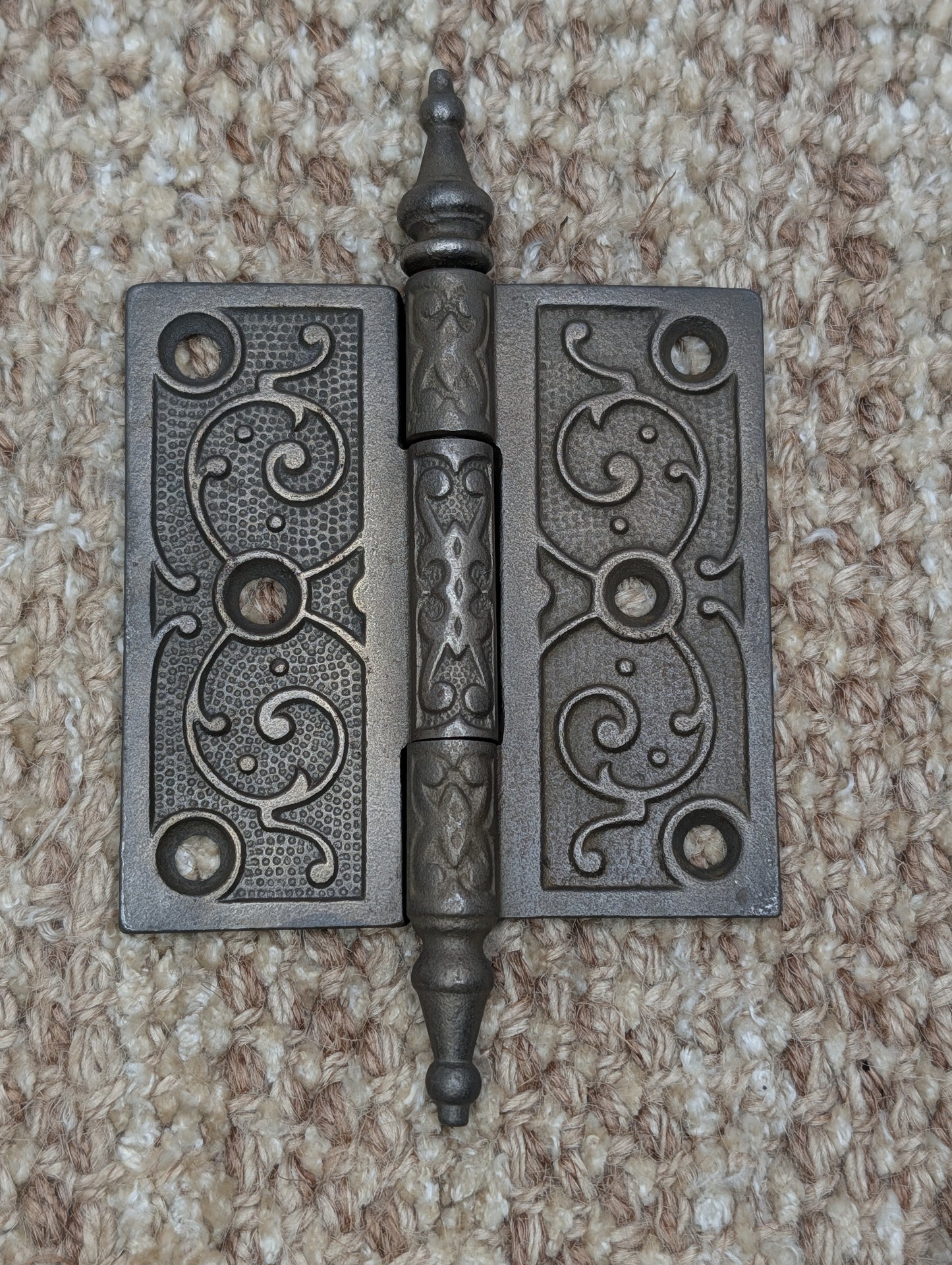Antique 3 1/2" x 3 1/2" Steeple Tip Door Hinge Original Cast Iron Hardware Sold Individually