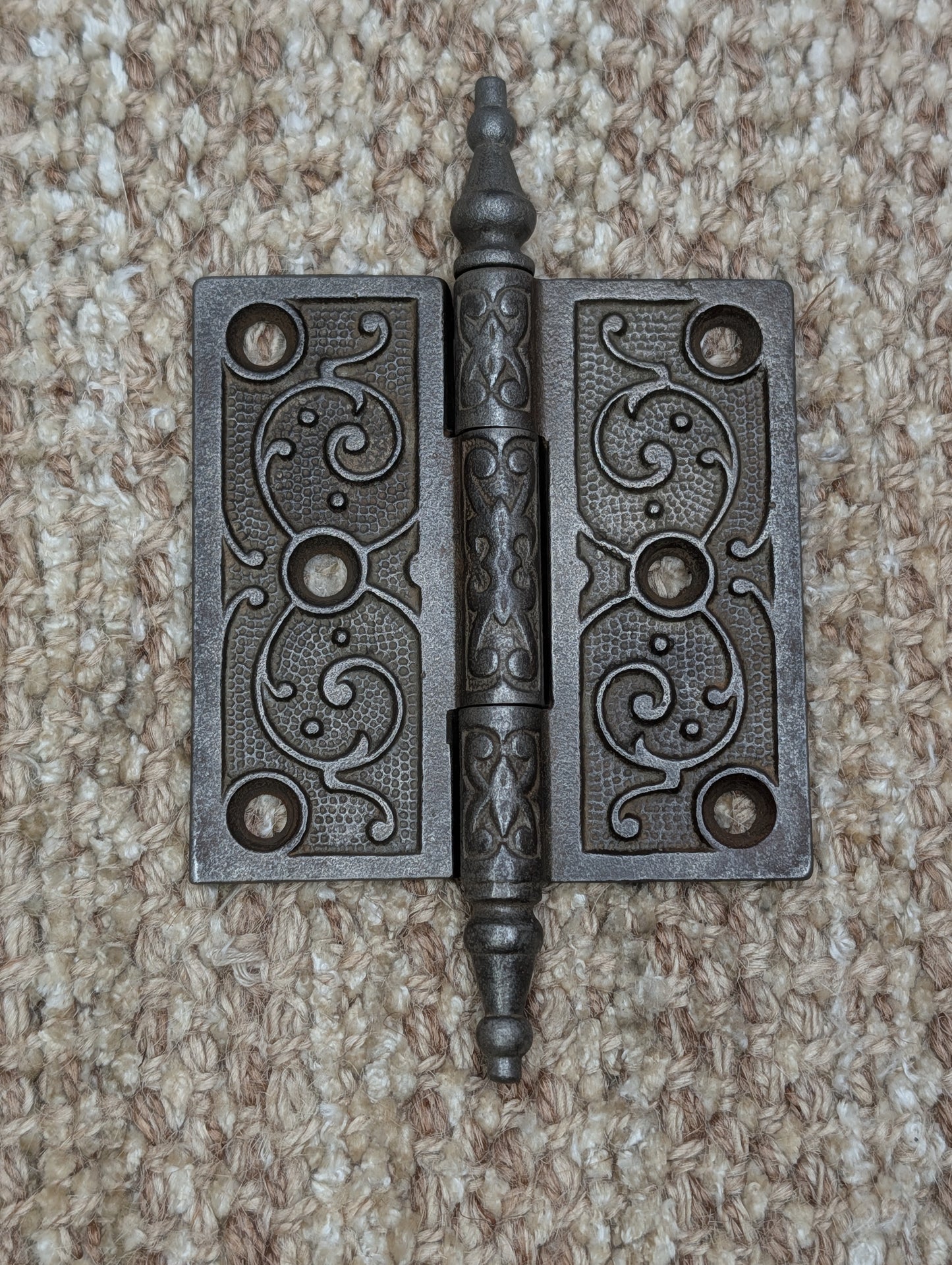 Antique 3 1/2" x 3 1/2" Steeple Tip Door Hinge Original Cast Iron Hardware Sold Individually