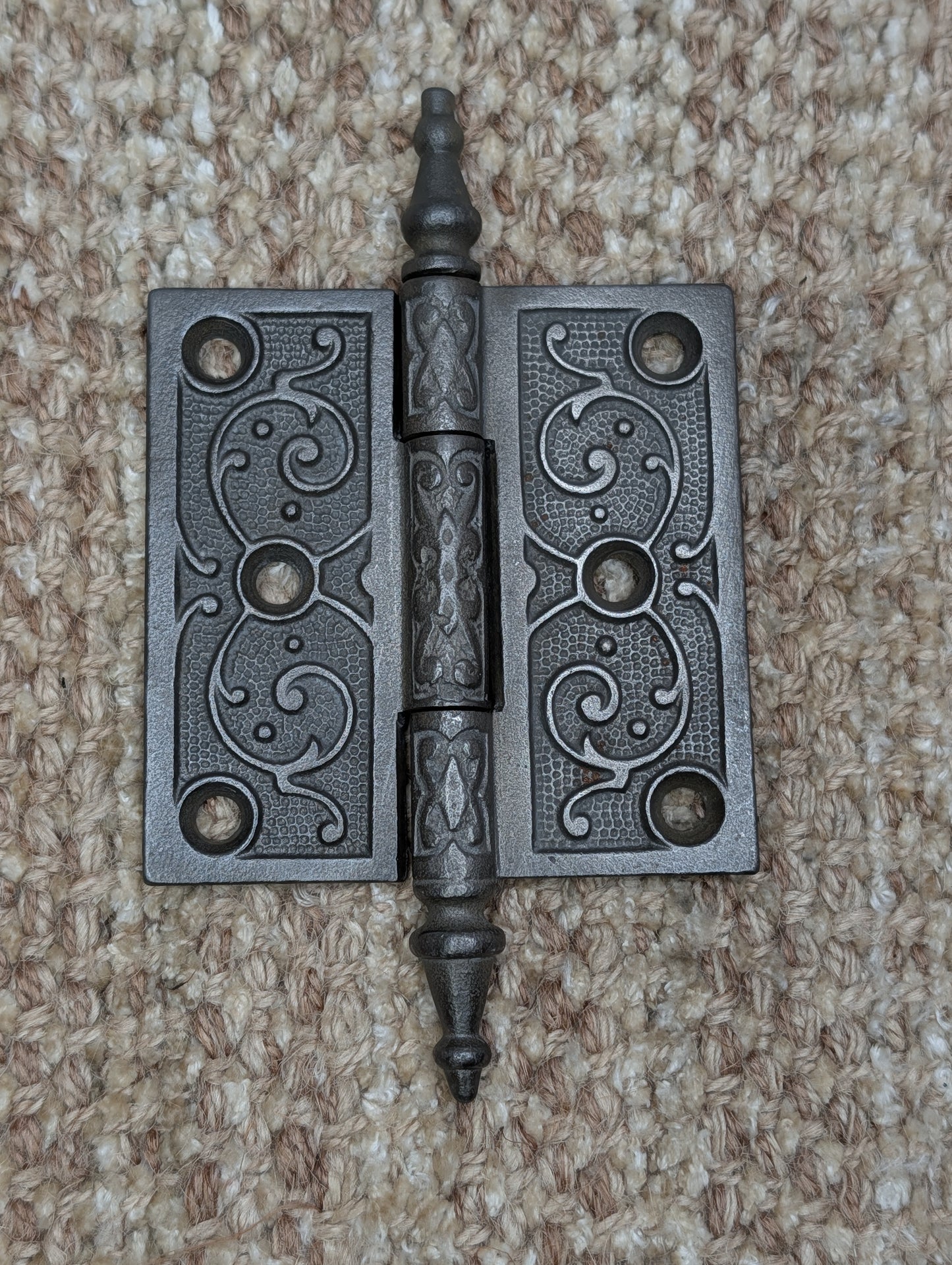 Antique 3 1/2" x 3 1/2" Steeple Tip Door Hinge Original Cast Iron Hardware Sold Individually