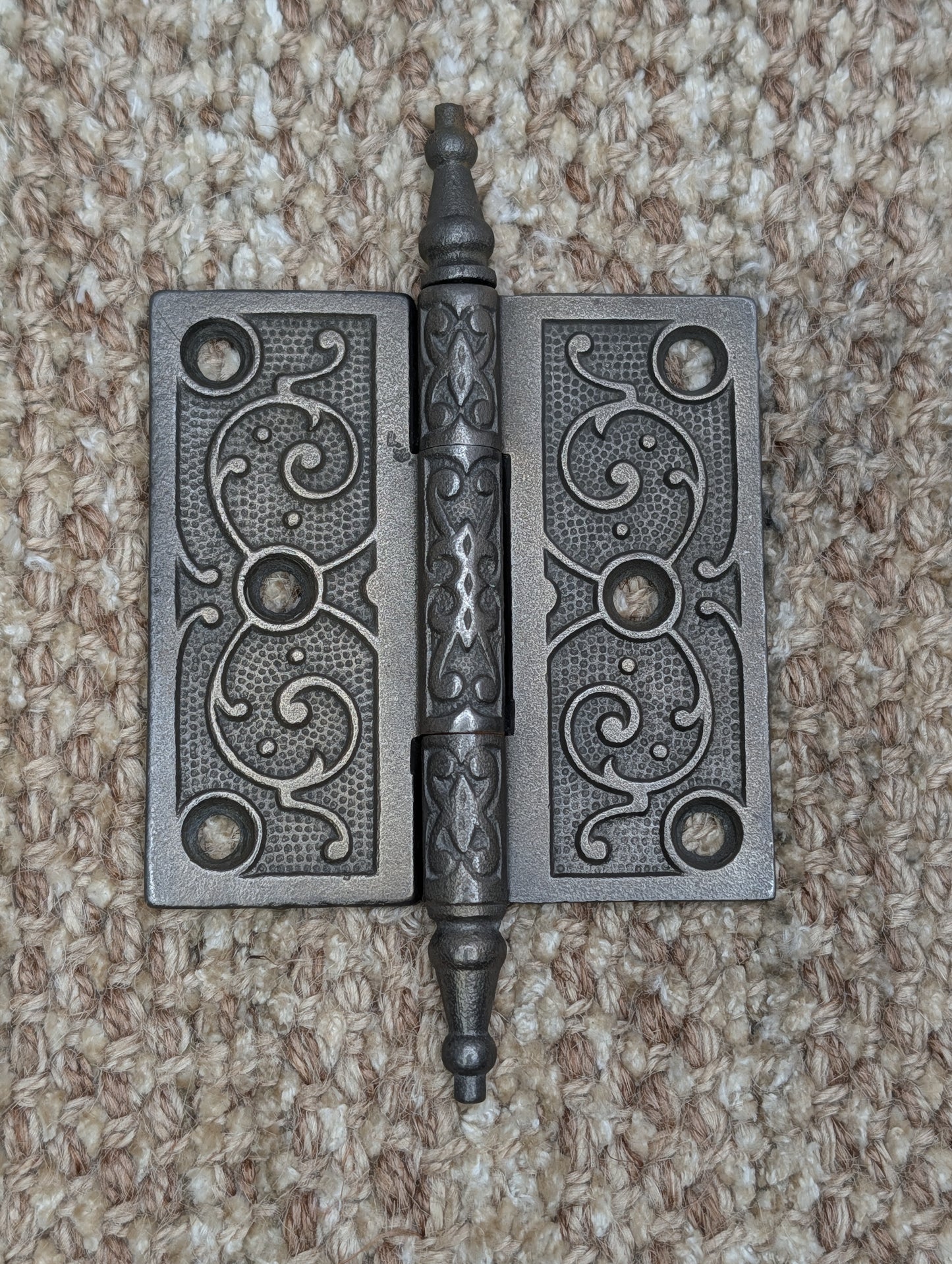 Antique 3 1/2" x 3 1/2" Steeple Tip Door Hinge Original Cast Iron Hardware Sold Individually