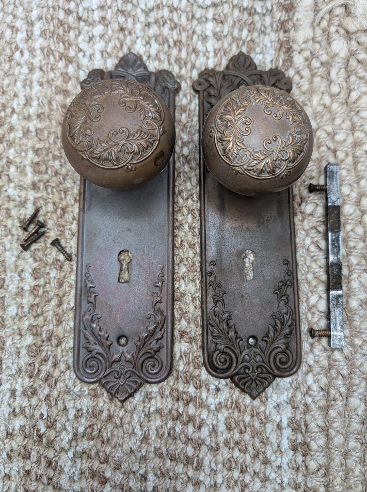 Antique Corbin Loraine Brass Door Knob Set - Circa 1905