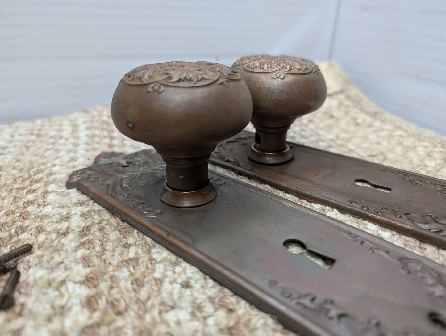 Antique Corbin Loraine Brass Door Knob Set - Circa 1905