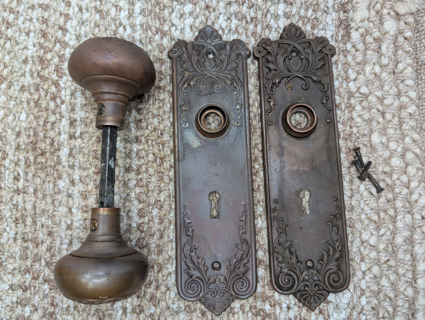 Antique Corbin Loraine Brass Door Knob Set - Circa 1905