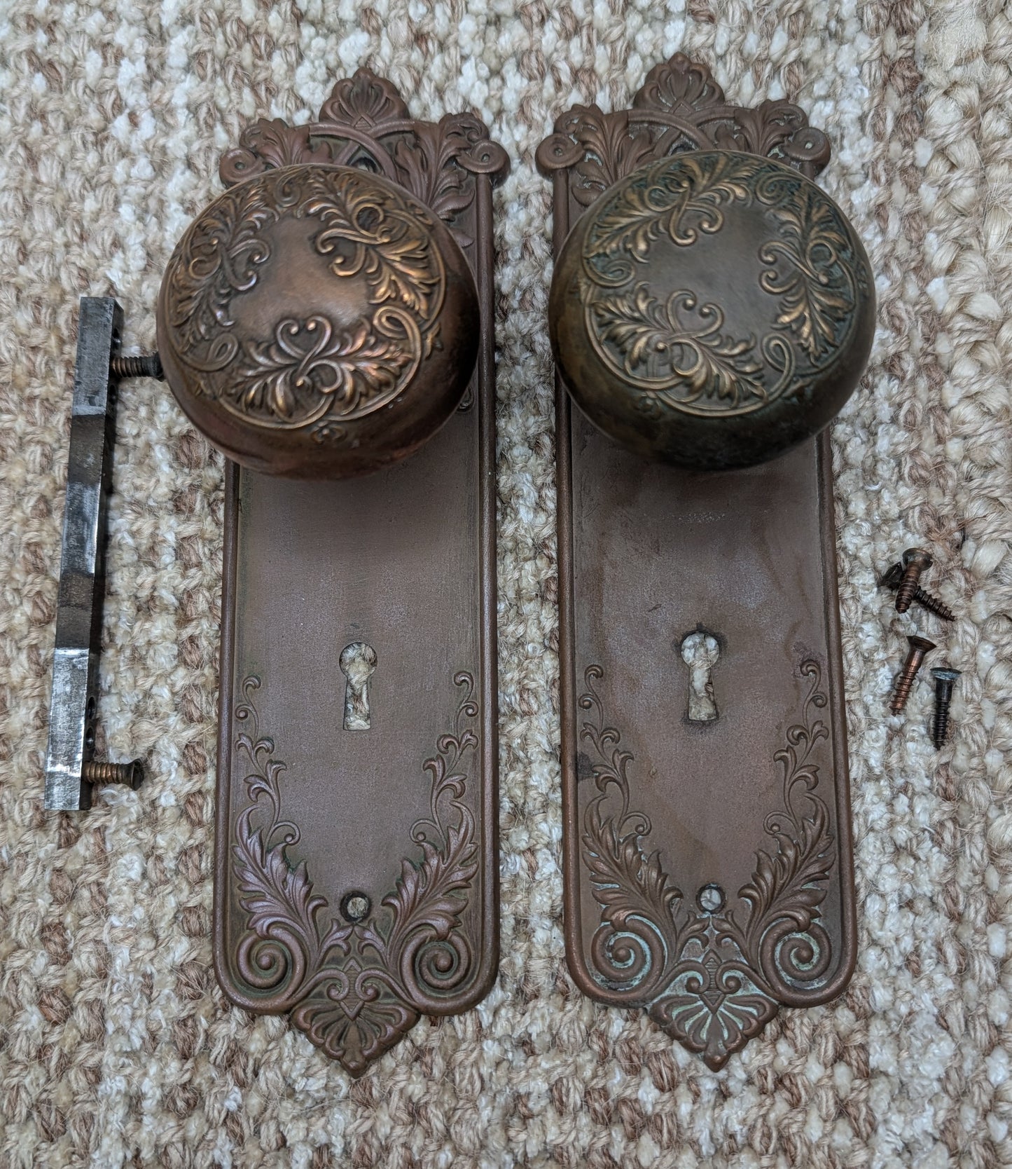 Antique Corbin Loraine Brass Door Knob Set - Circa 1905