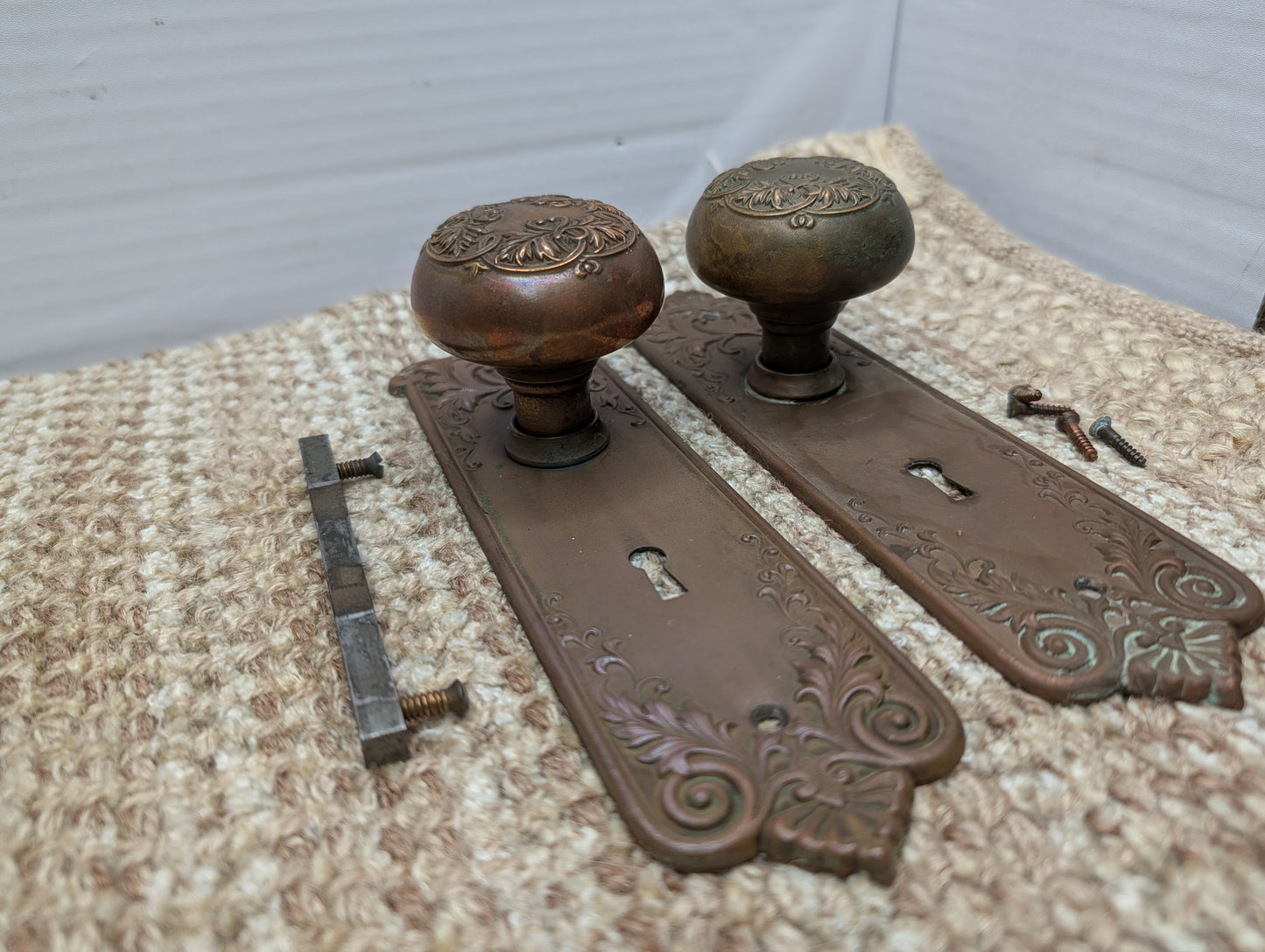 Antique Corbin Loraine Brass Door Knob Set - Circa 1905