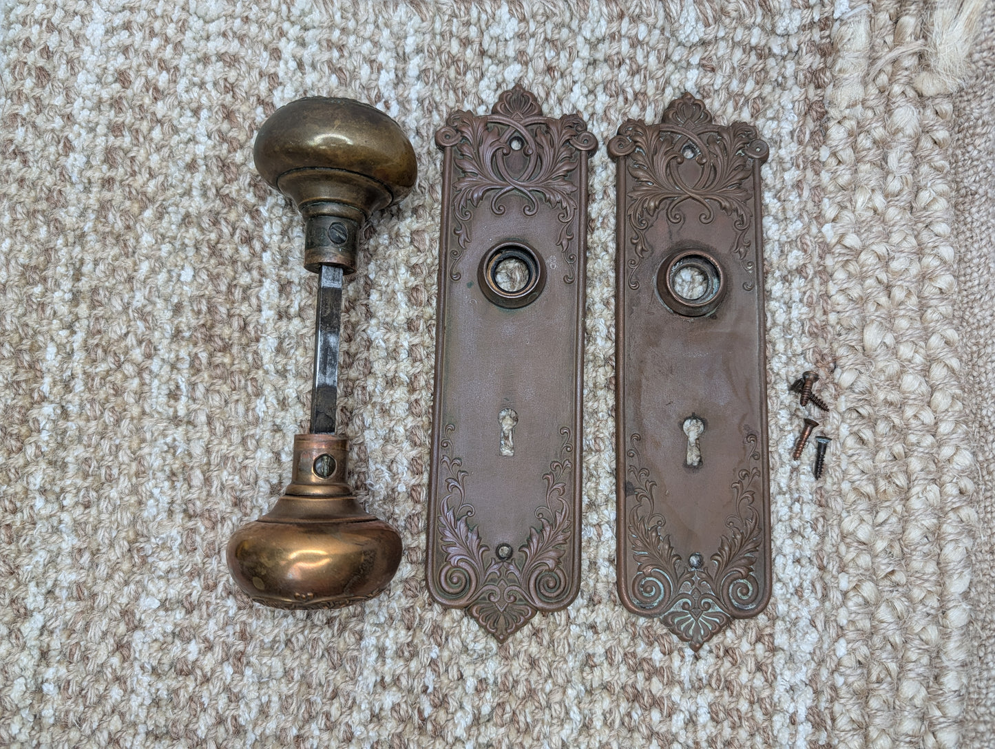 Antique Corbin Loraine Brass Door Knob Set - Circa 1905