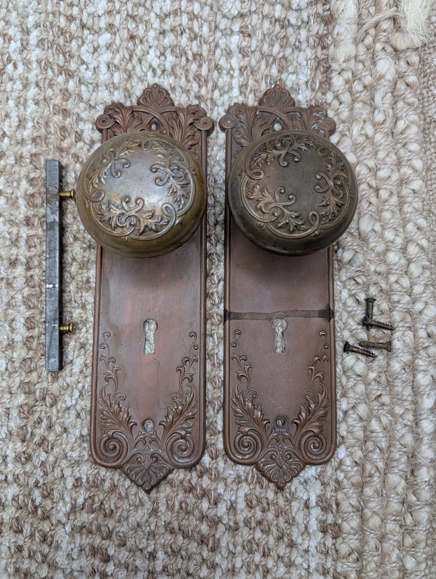 Antique Corbin Loraine Brass Door Knob Set - Circa 1905