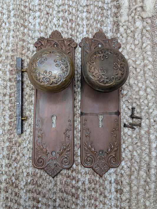 Antique Corbin Loraine Brass Door Knob Set - Circa 1905