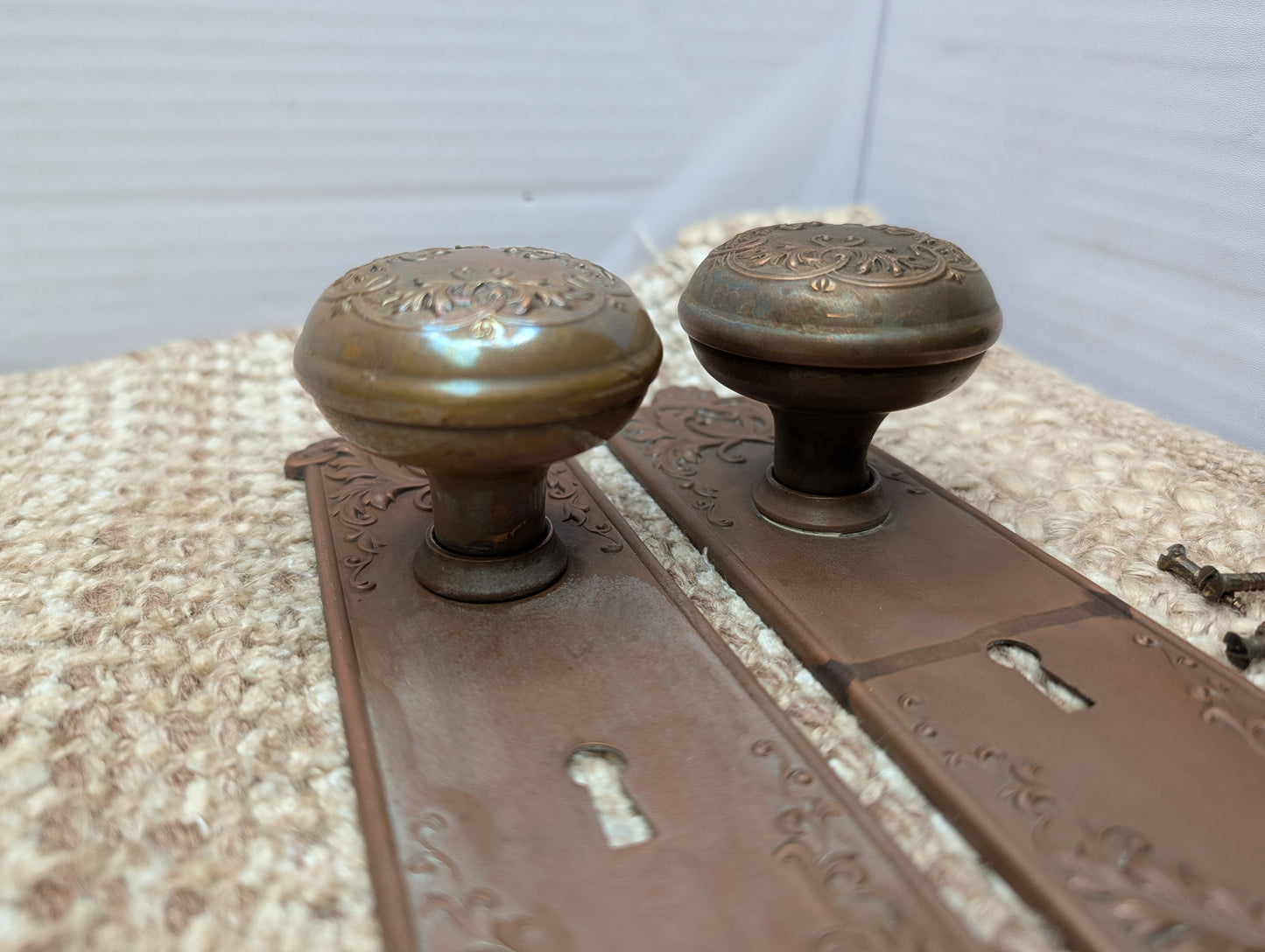 Antique Corbin Loraine Brass Door Knob Set - Circa 1905