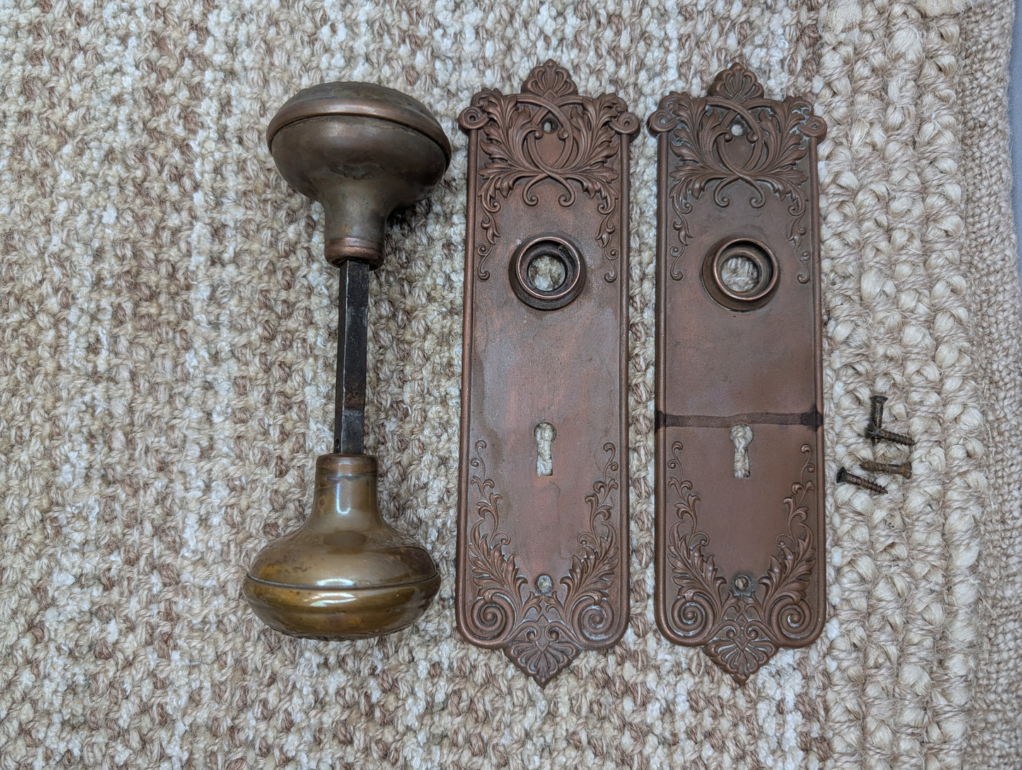 Antique Corbin Loraine Brass Door Knob Set - Circa 1905