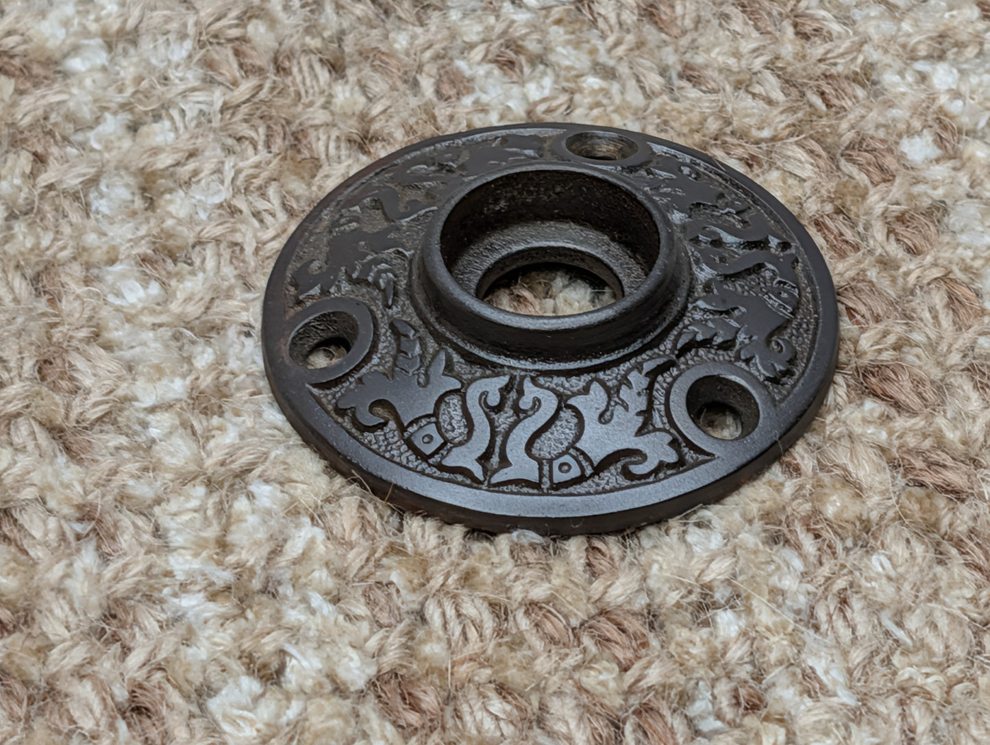 2" Antique Ornate Cast Iron Rosette Escutcheon For Door Knob