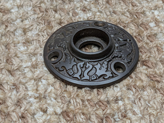 2" Antique Ornate Cast Iron Rosette Escutcheon For Door Knob