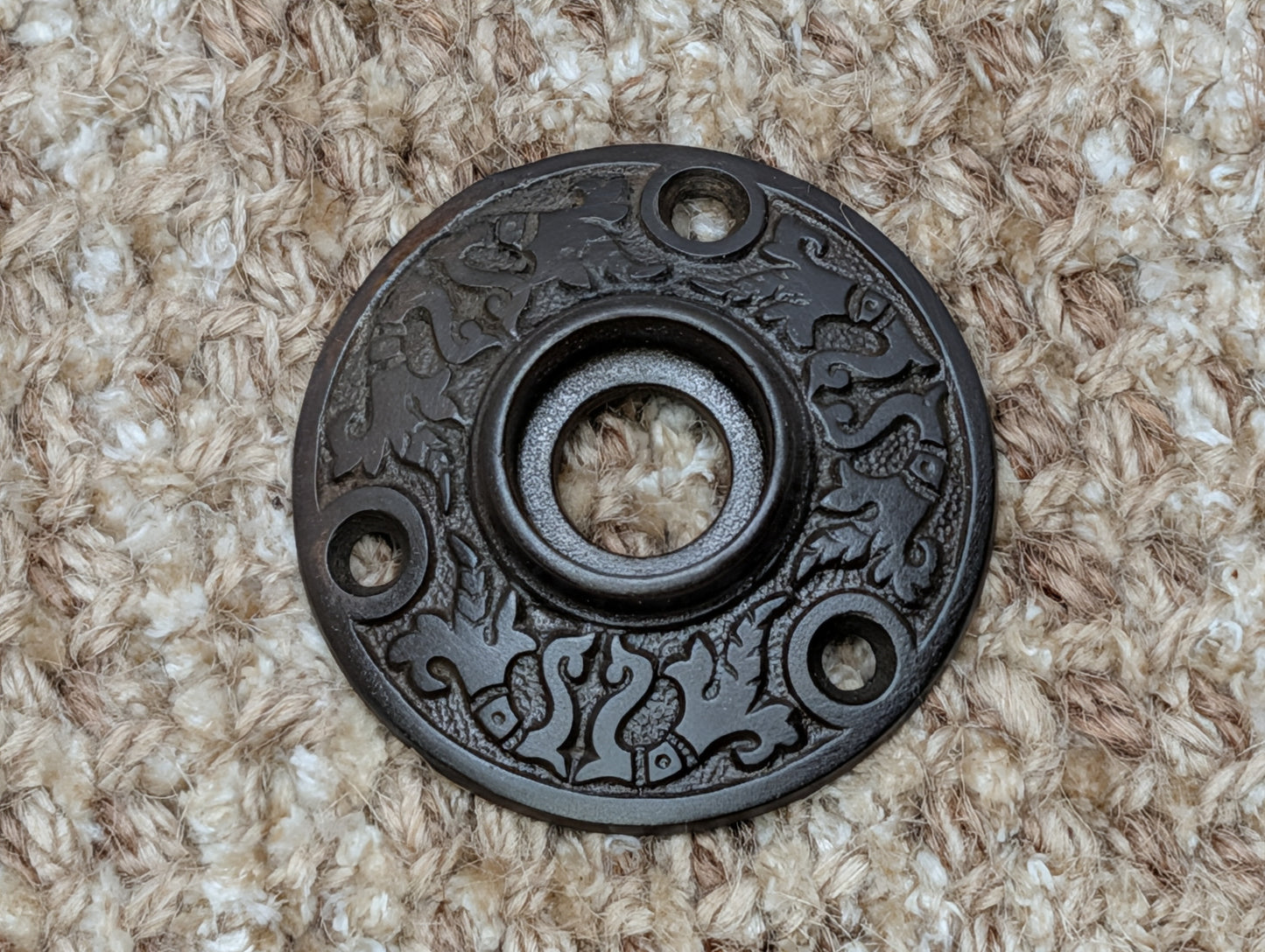 2" Antique Ornate Cast Iron Rosette Escutcheon For Door Knob