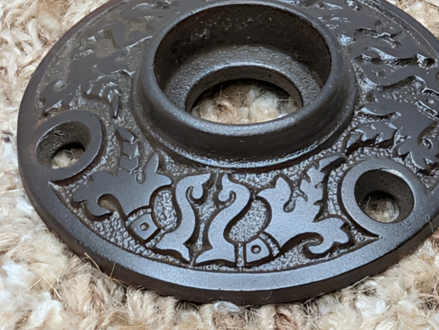 2" Antique Ornate Cast Iron Rosette Escutcheon For Door Knob