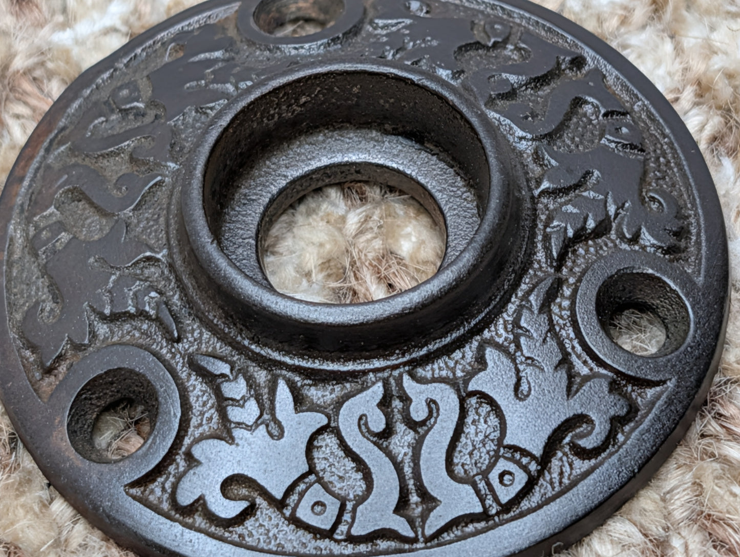 2" Antique Ornate Cast Iron Rosette Escutcheon For Door Knob