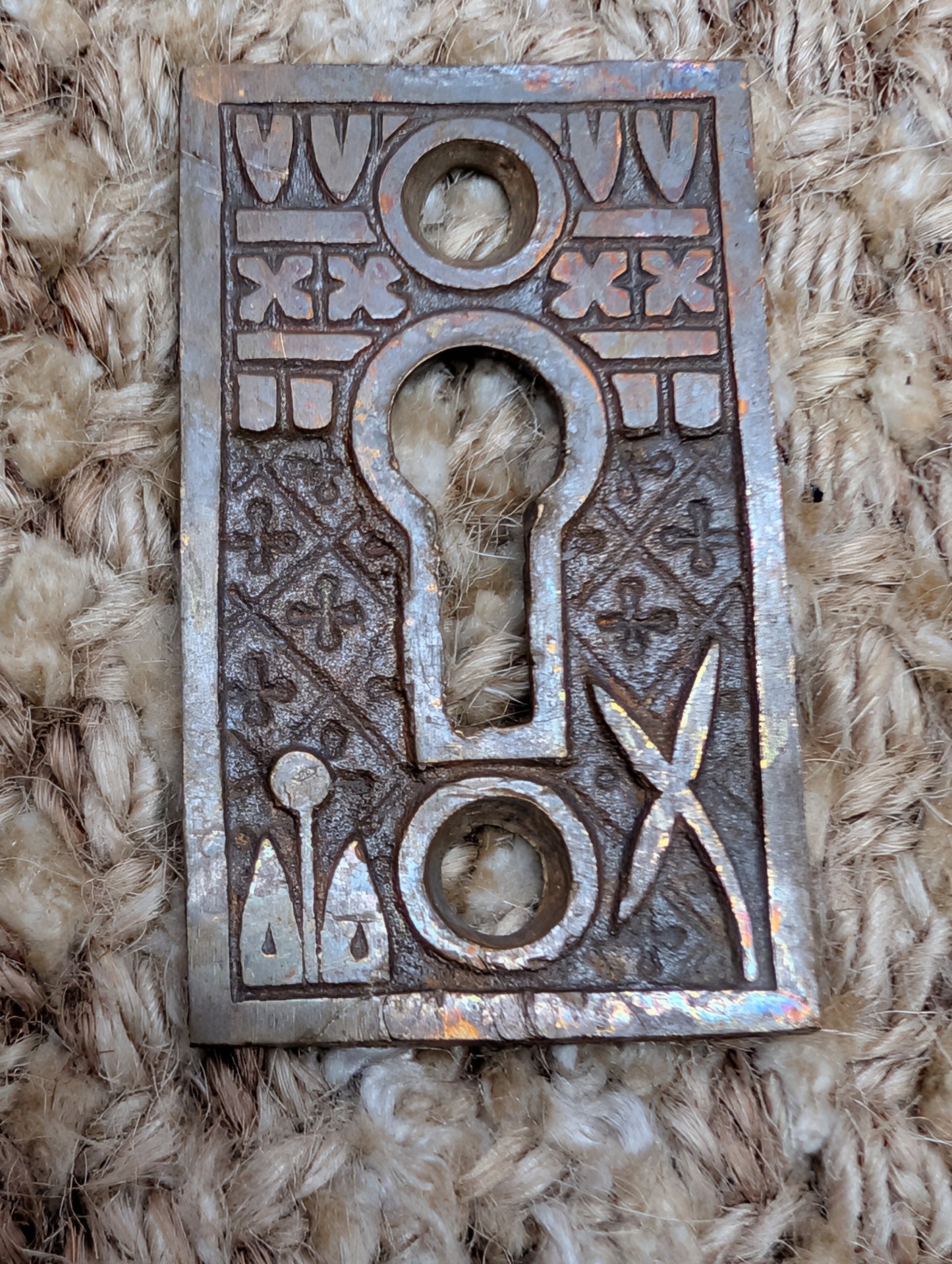 Antique Ornate Brass Key Hole Cover Escutcheon