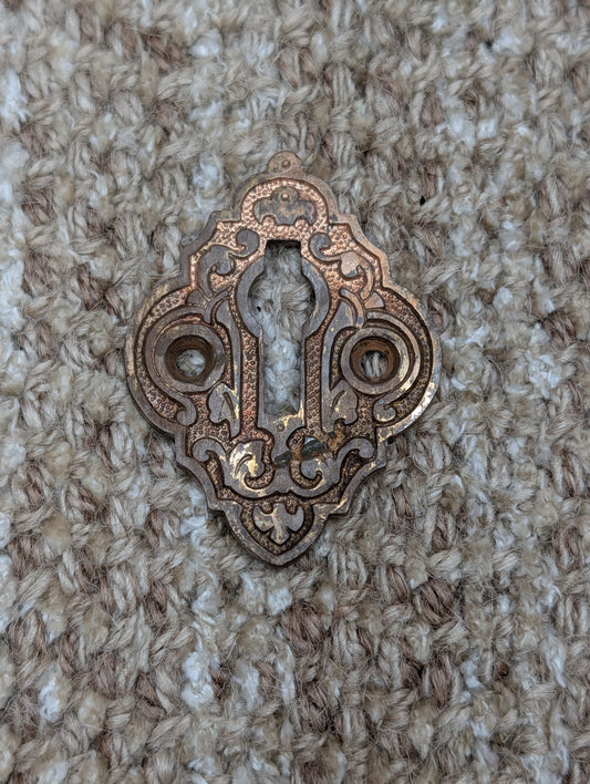 Antique Ornate Brass Key Hole Cover Escutcheon