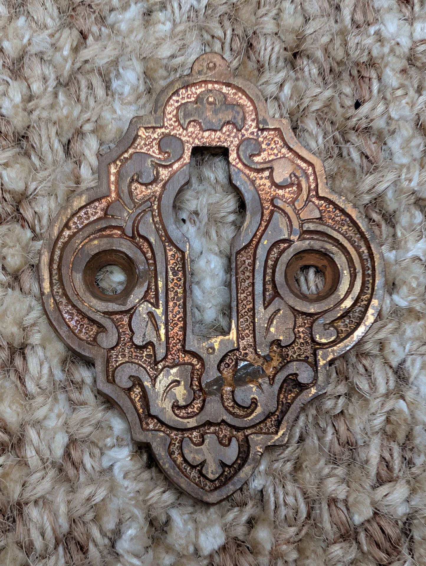 Antique Ornate Brass Key Hole Cover Escutcheon