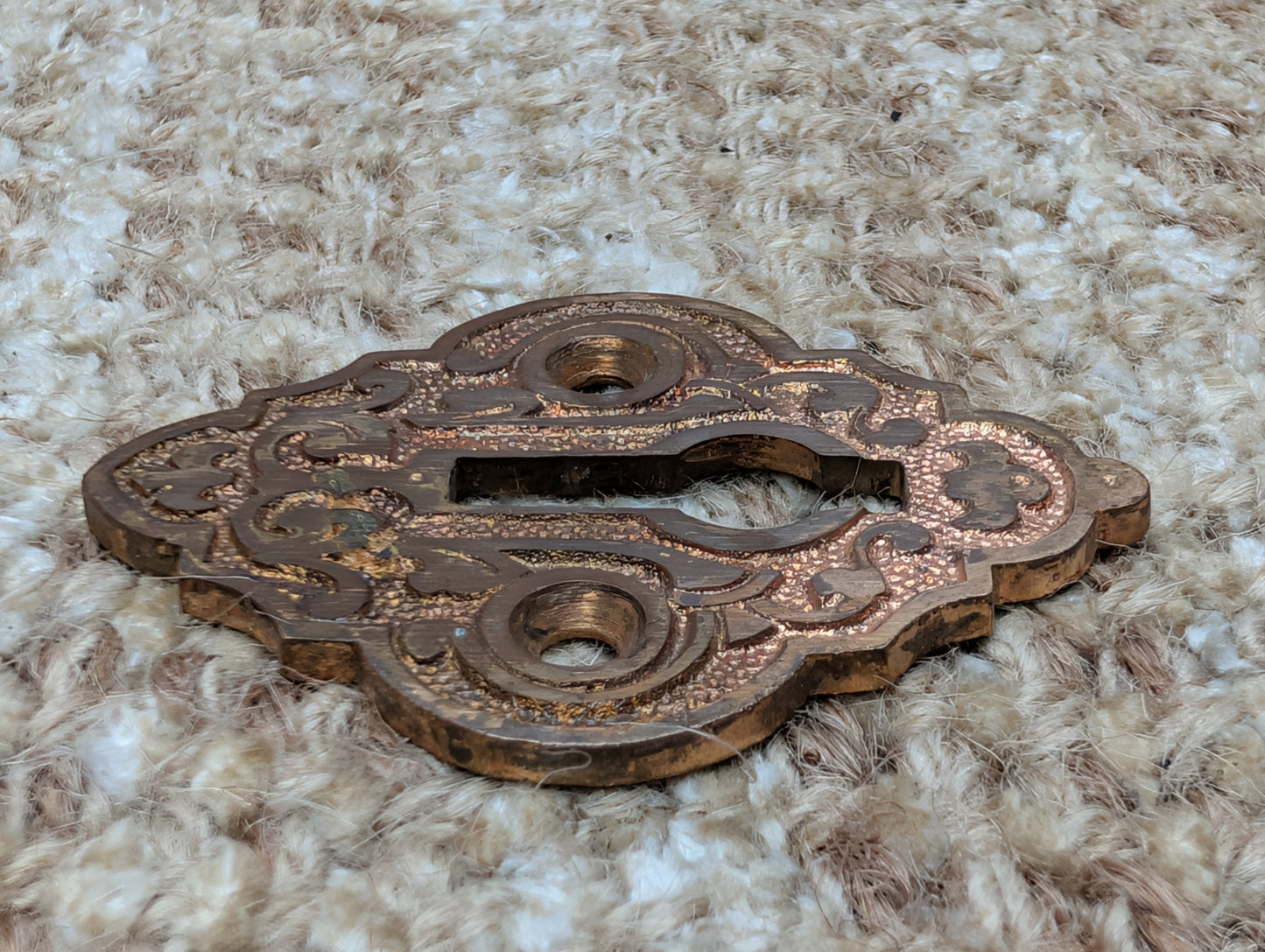Antique Ornate Brass Key Hole Cover Escutcheon