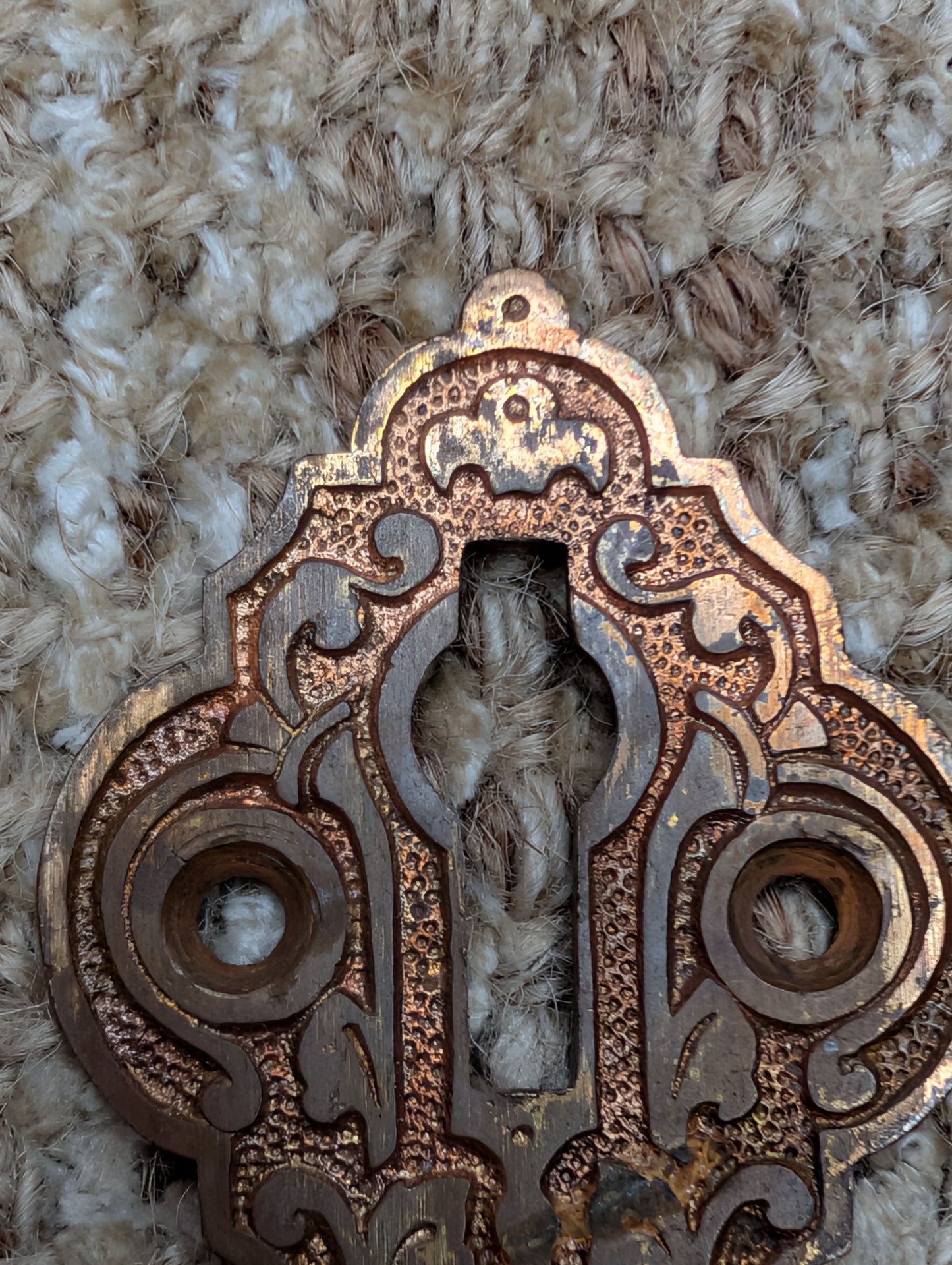 Antique Ornate Brass Key Hole Cover Escutcheon