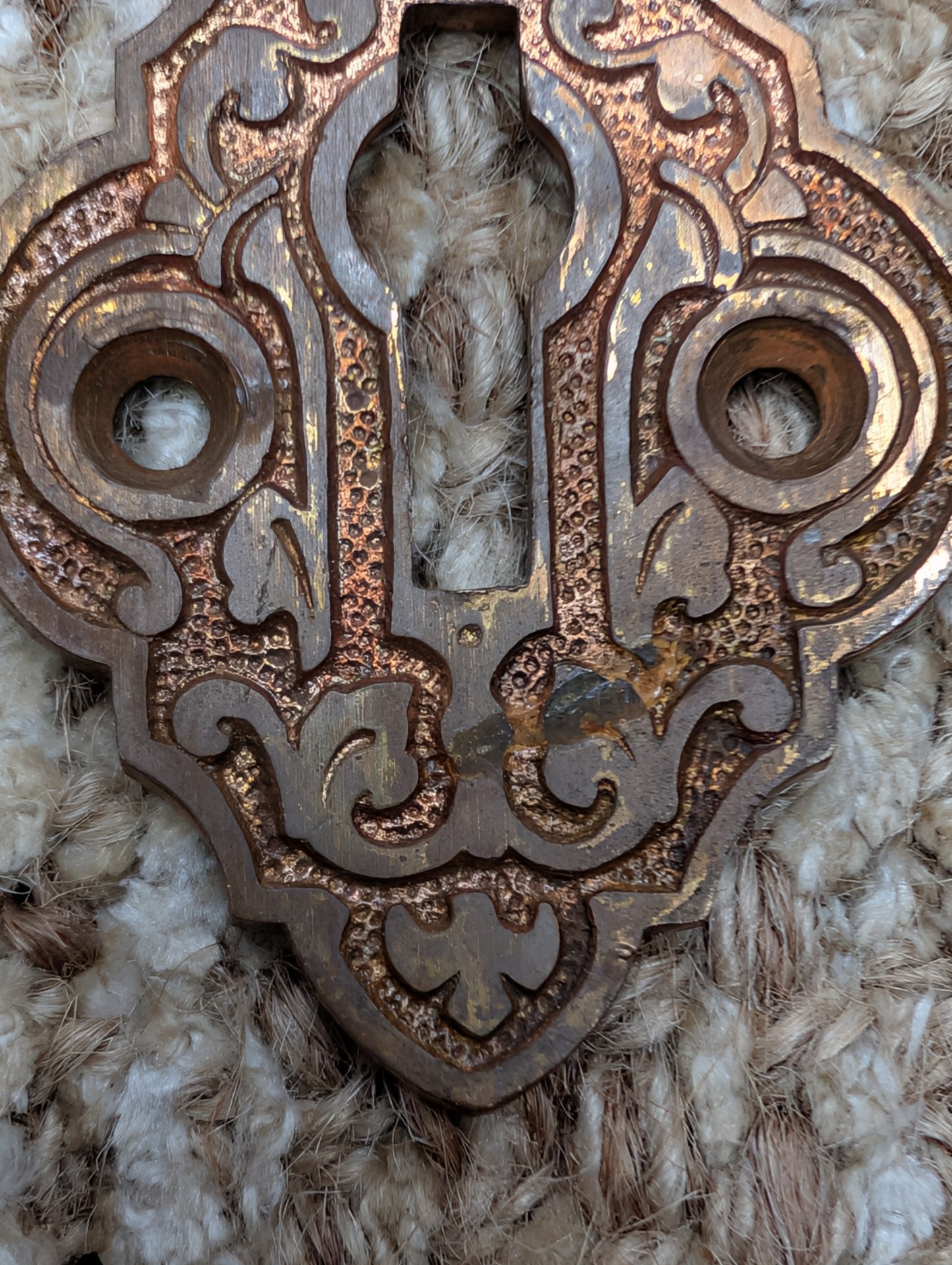 Antique Ornate Brass Key Hole Cover Escutcheon