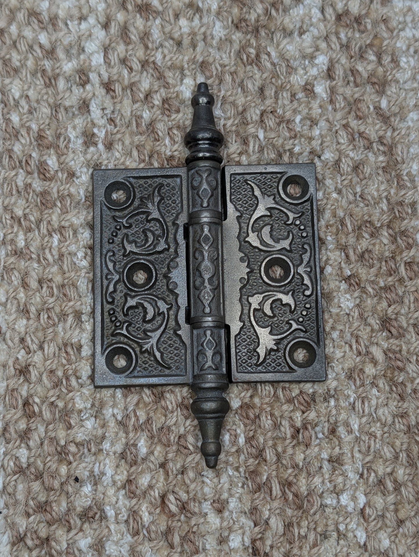 3" x 3" Antique Decorative Cast Iron Steeple Tip Hinge