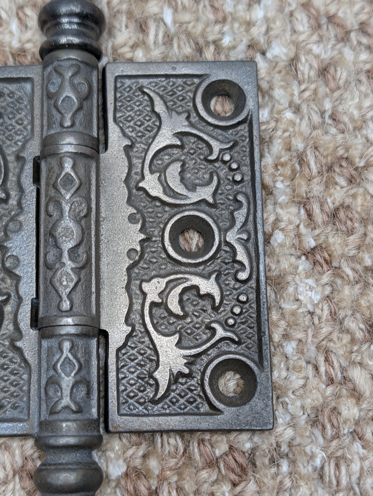 3" x 3" Antique Decorative Cast Iron Steeple Tip Hinge