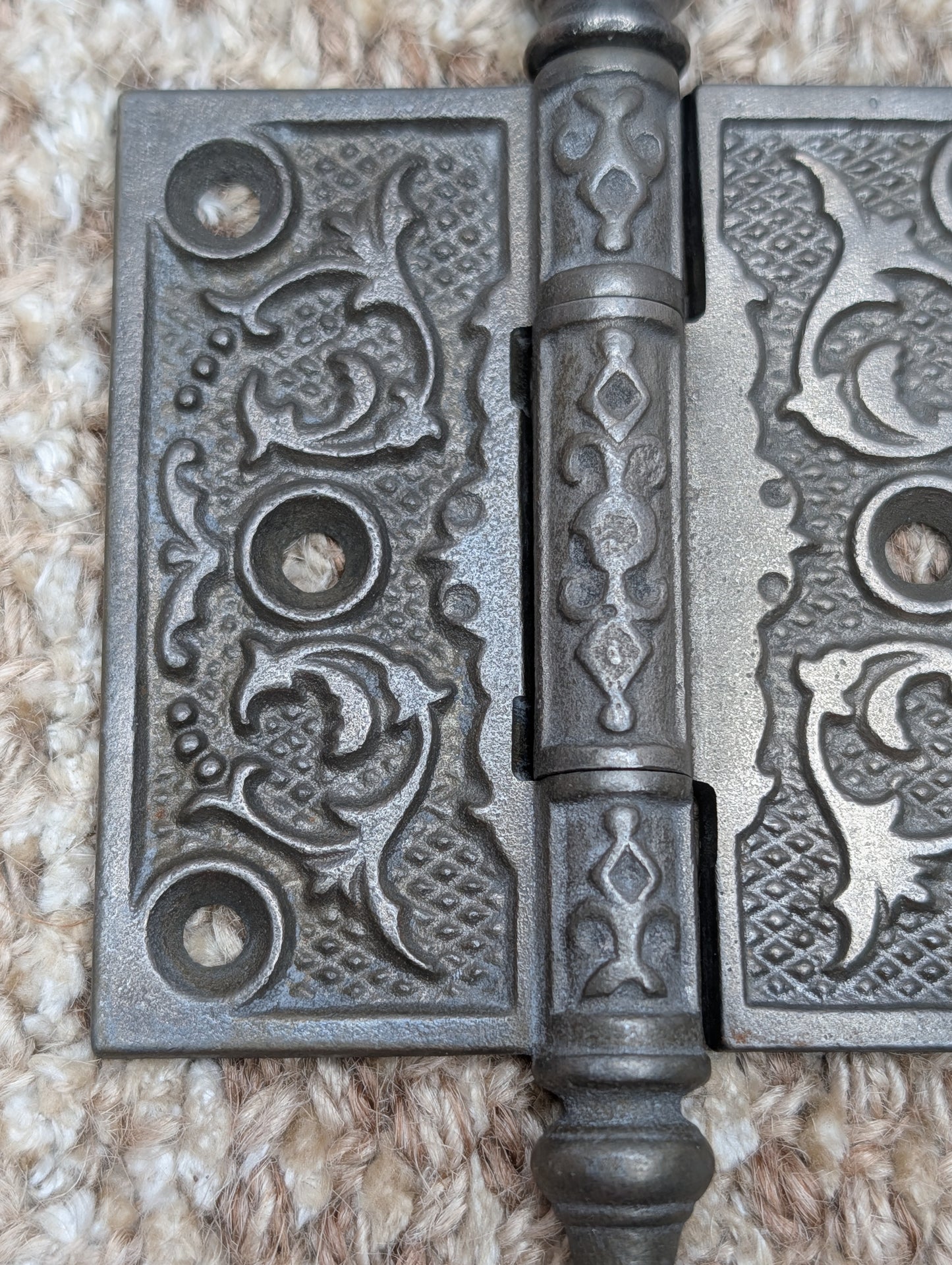 3" x 3" Antique Decorative Cast Iron Steeple Tip Hinge