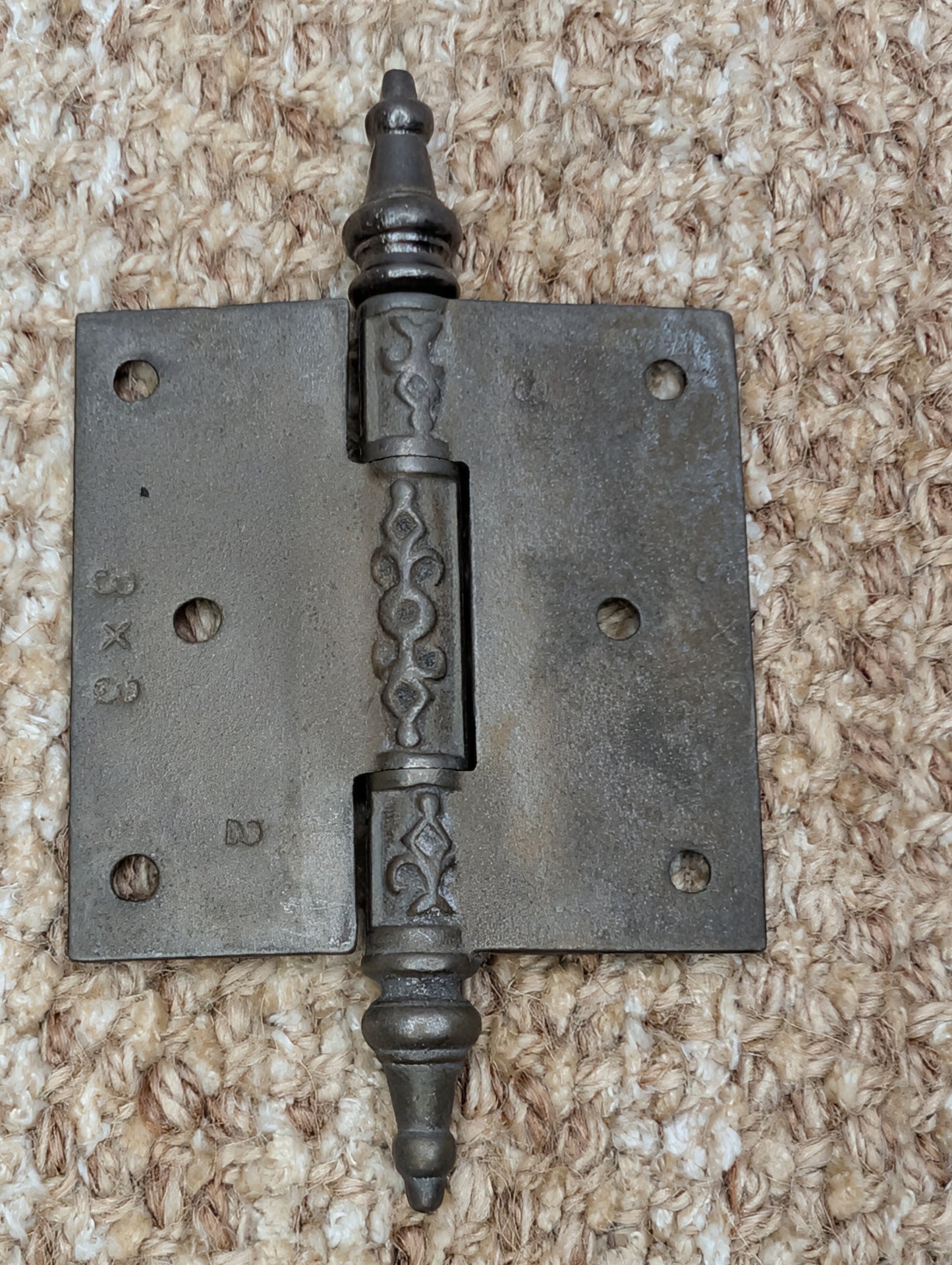 3" x 3" Antique Decorative Cast Iron Steeple Tip Hinge