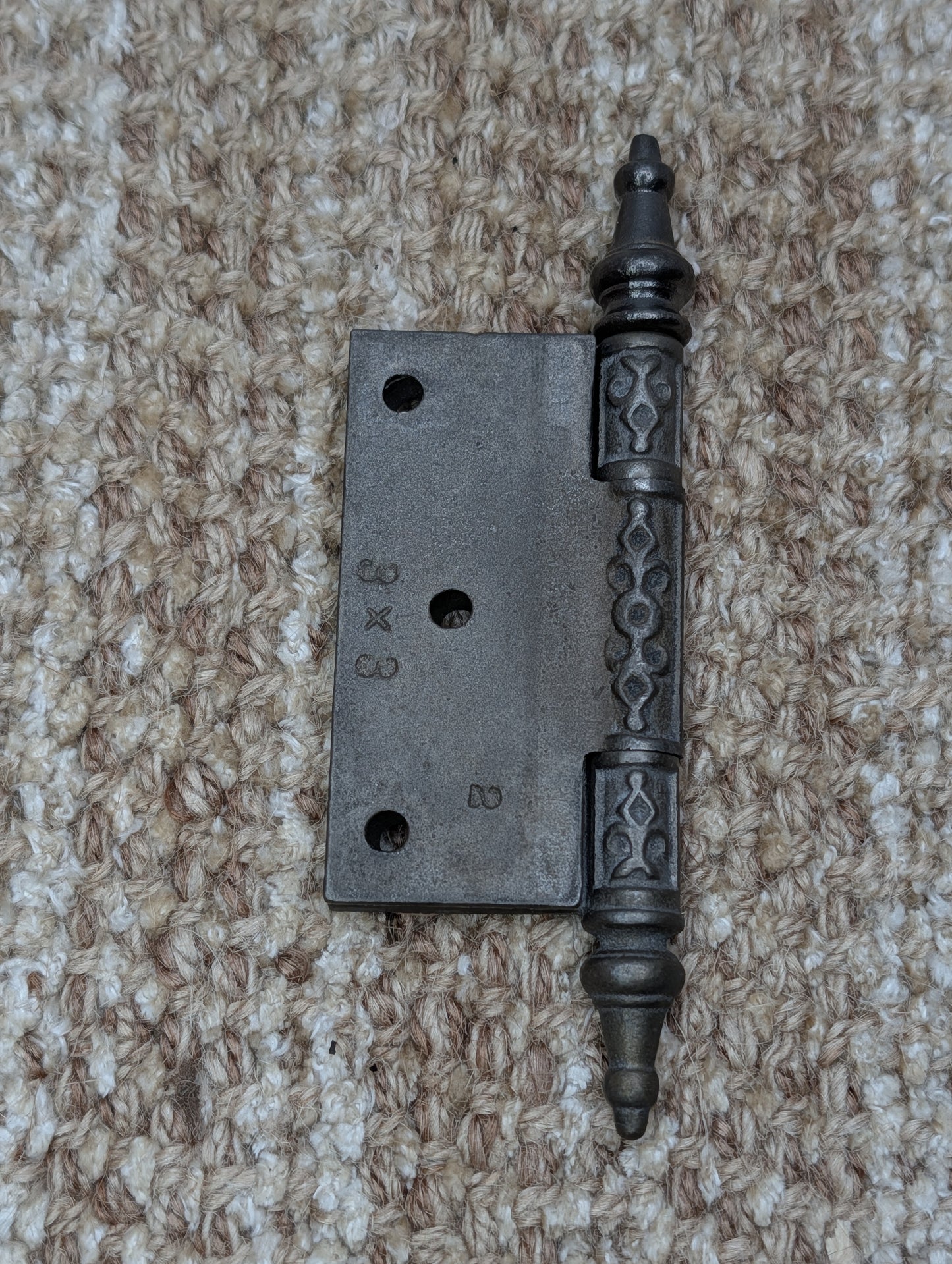 3" x 3" Antique Decorative Cast Iron Steeple Tip Hinge