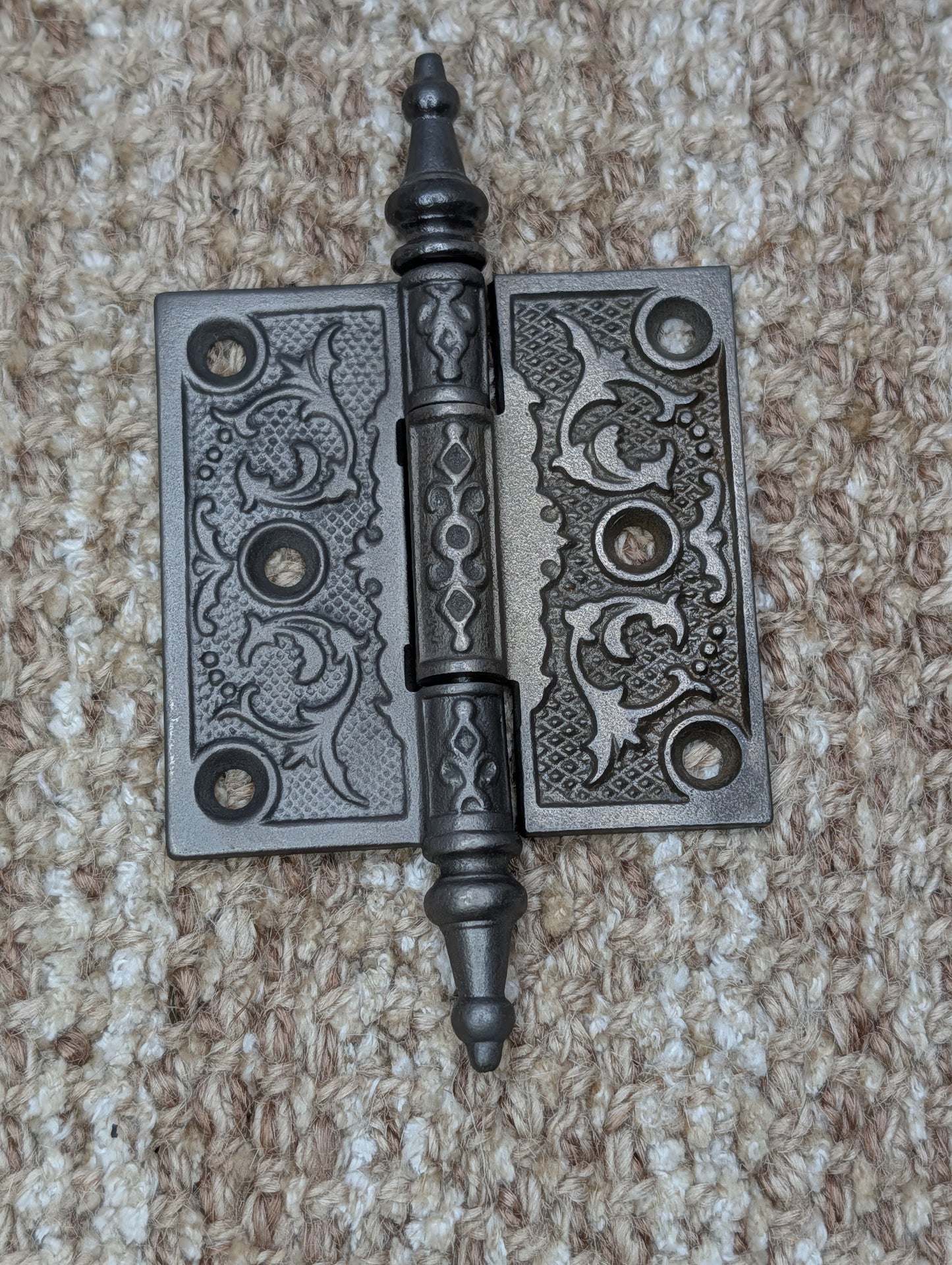 3" x 3" Antique Decorative Cast Iron Steeple Tip Hinge