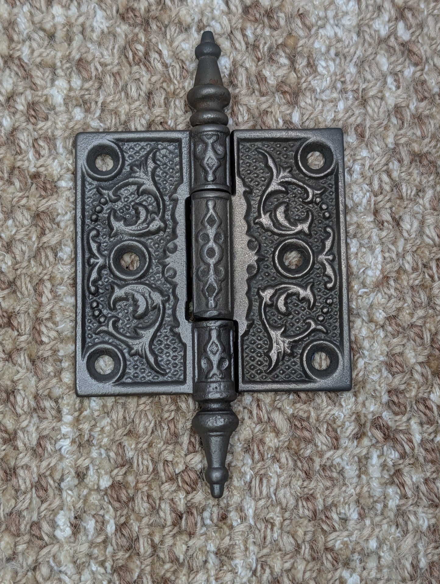 3" x 3" Antique Decorative Cast Iron Steeple Tip Hinge