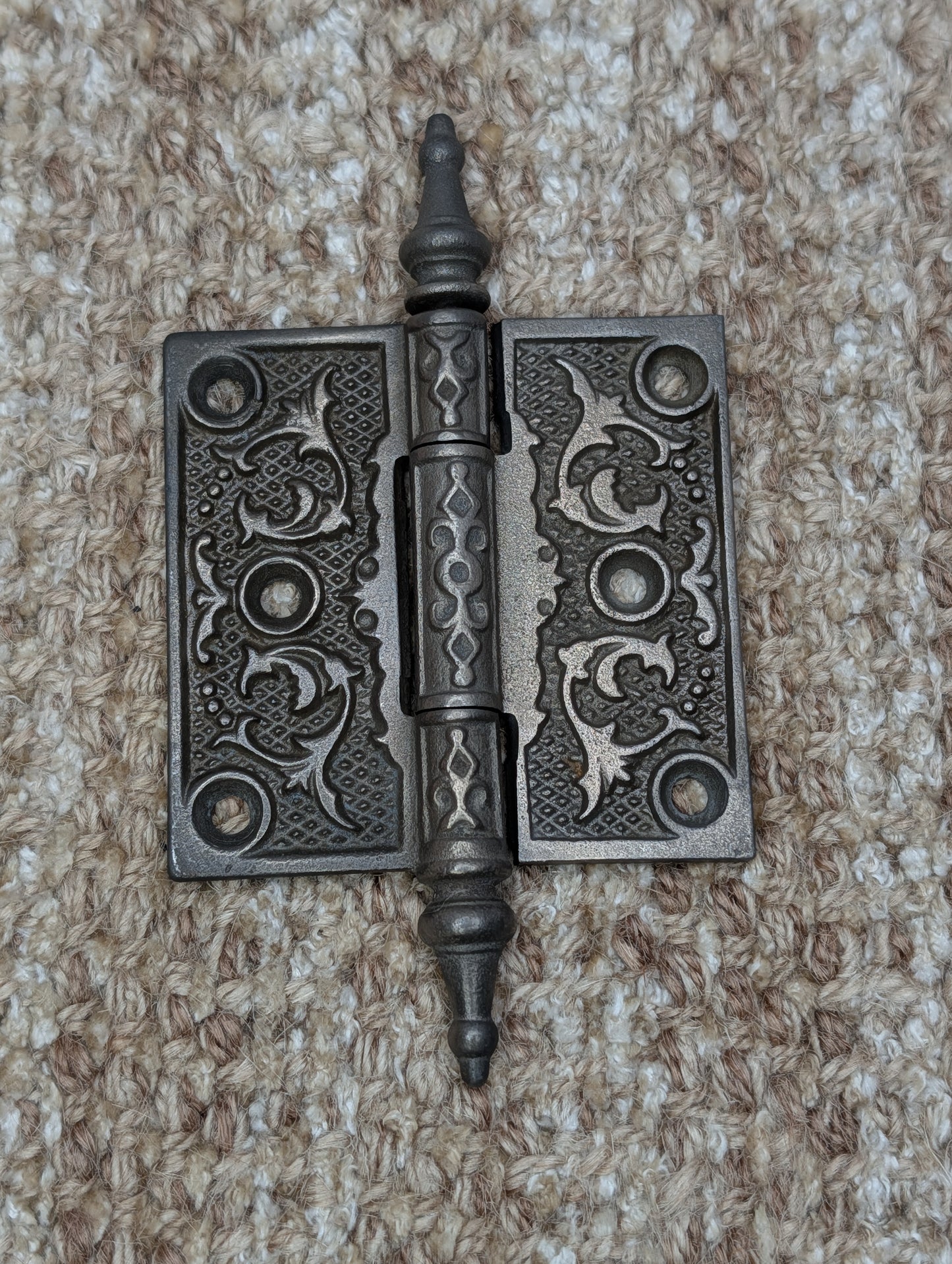 3" x 3" Antique Decorative Cast Iron Steeple Tip Hinge