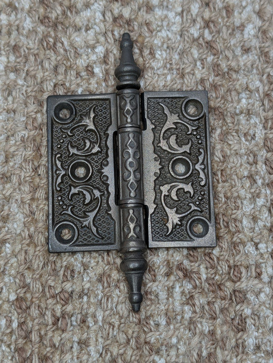 3" x 3" Antique Decorative Cast Iron Steeple Tip Hinge
