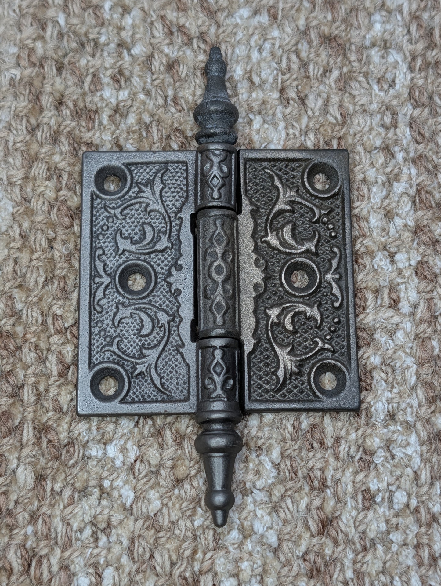 3" x 3" Antique Decorative Cast Iron Steeple Tip Hinge
