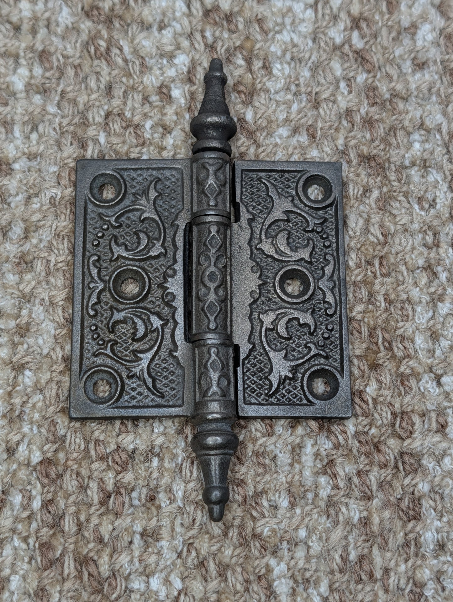 3" x 3" Antique Decorative Cast Iron Steeple Tip Hinge