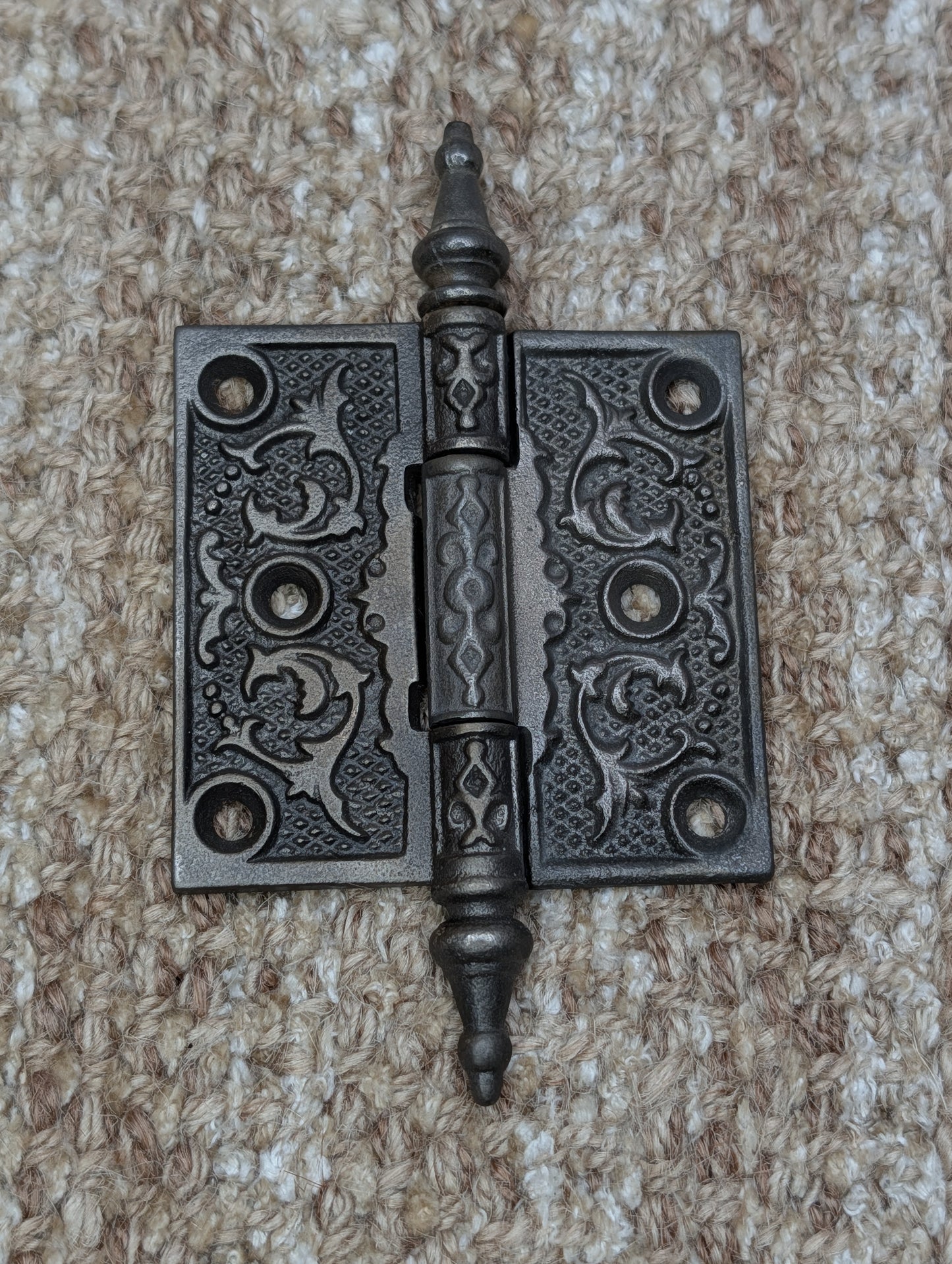 3" x 3" Antique Decorative Cast Iron Steeple Tip Hinge