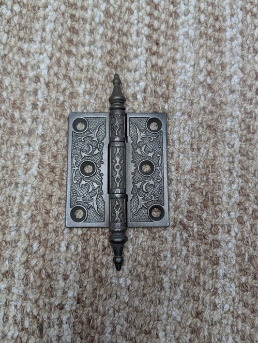 3" x 3 1/2" Antique Decorative Cast Iron Steeple Tip Hinge