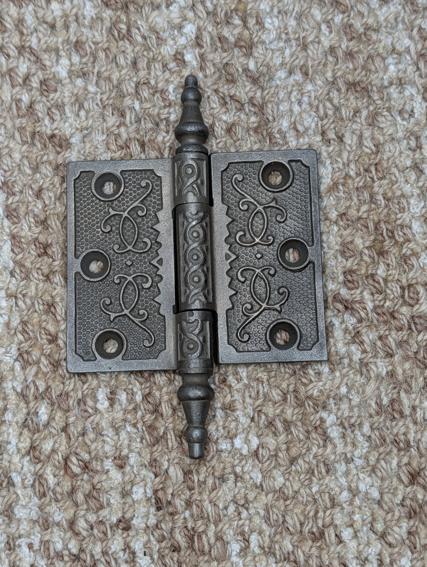 3 1/2" x 3" Antique Decorative Cast Iron Steeple Tip Hinge