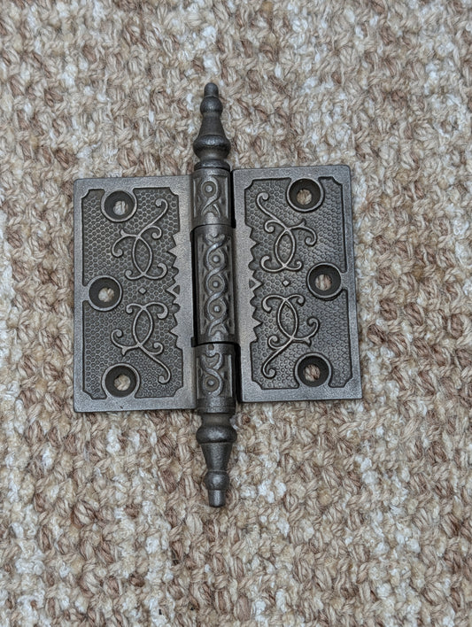 3 1/2" x 3" Antique Decorative Cast Iron Steeple Tip Hinge