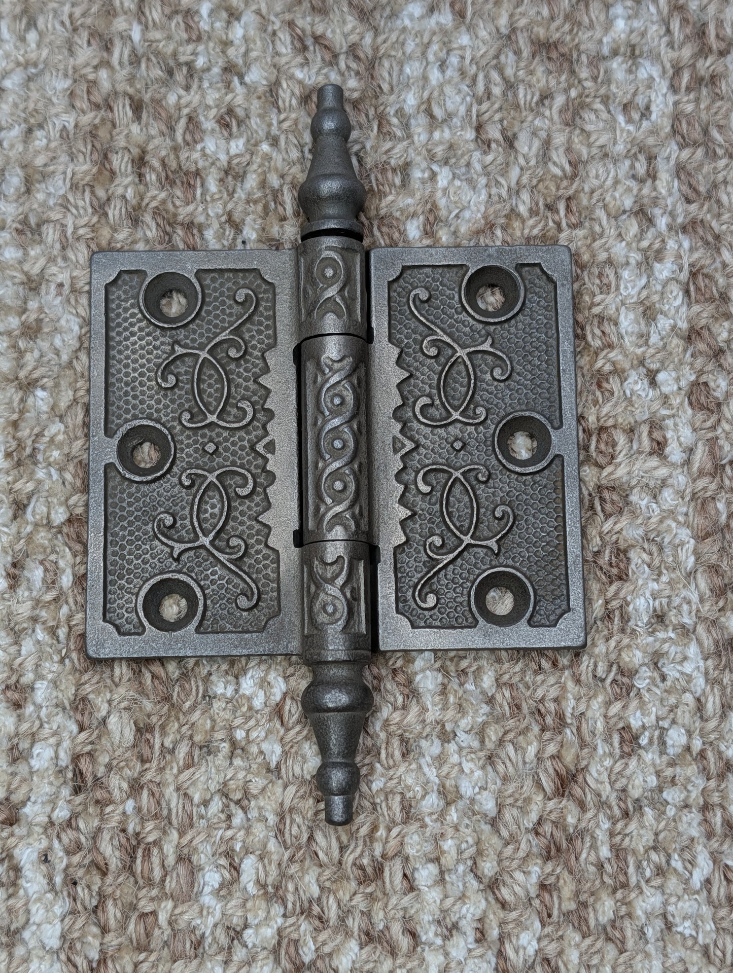 3 1/2" x 3" Antique Decorative Cast Iron Steeple Tip Hinge